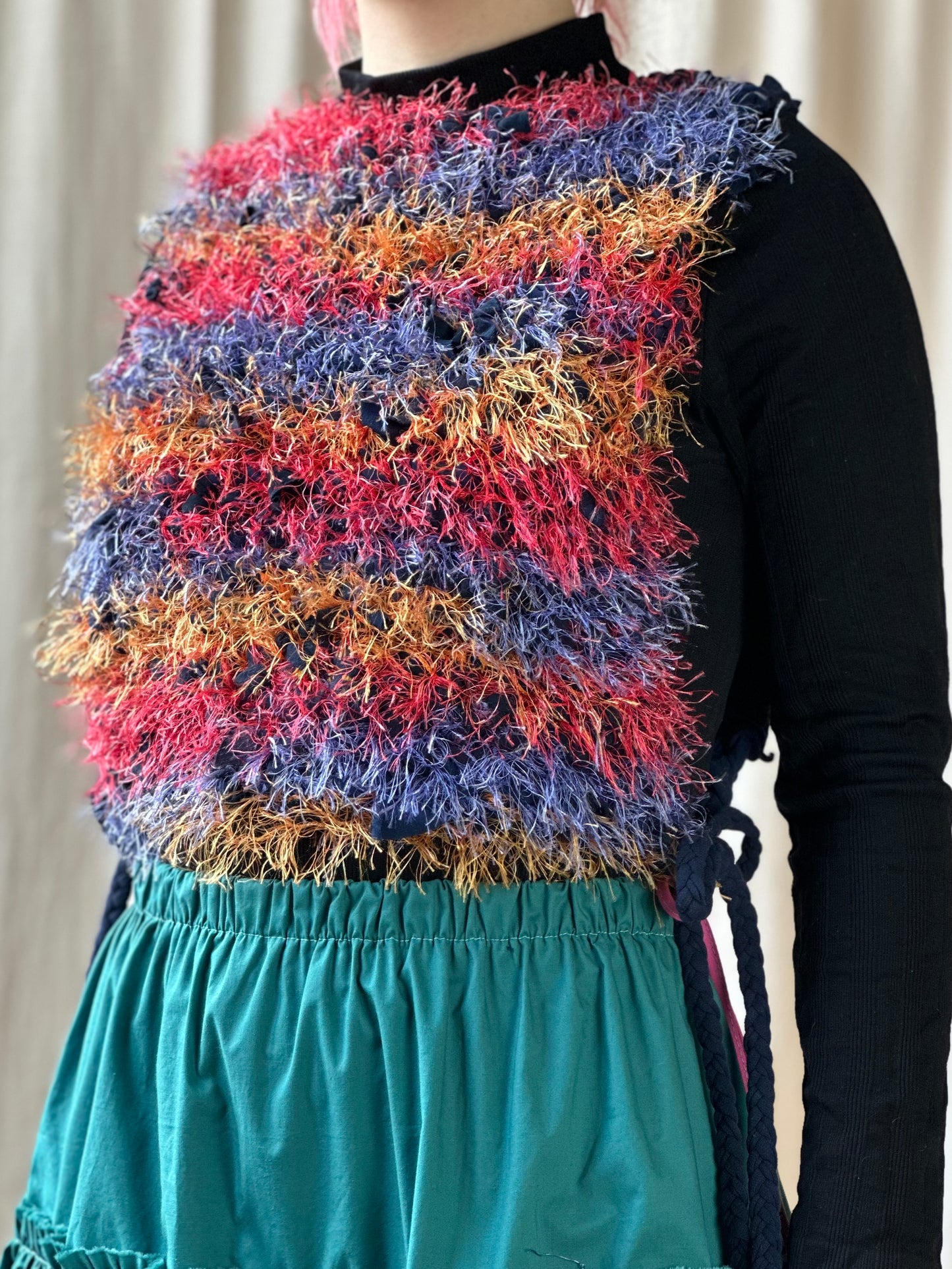 Fuzzy Crochet Smock Top