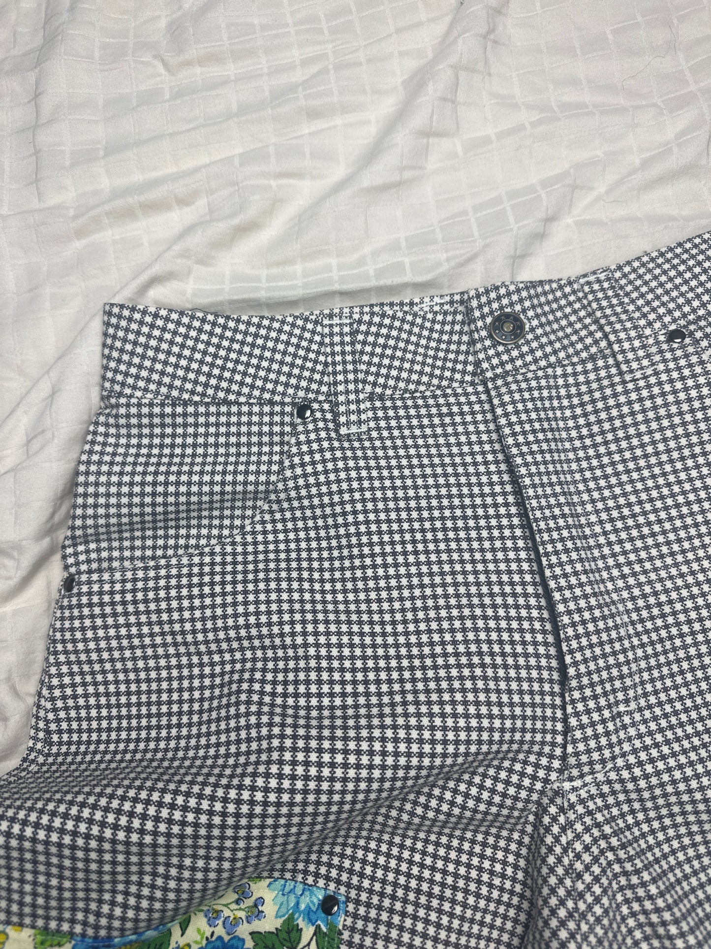 Pin Check/Vintage Floral Double Front Pants 30x30