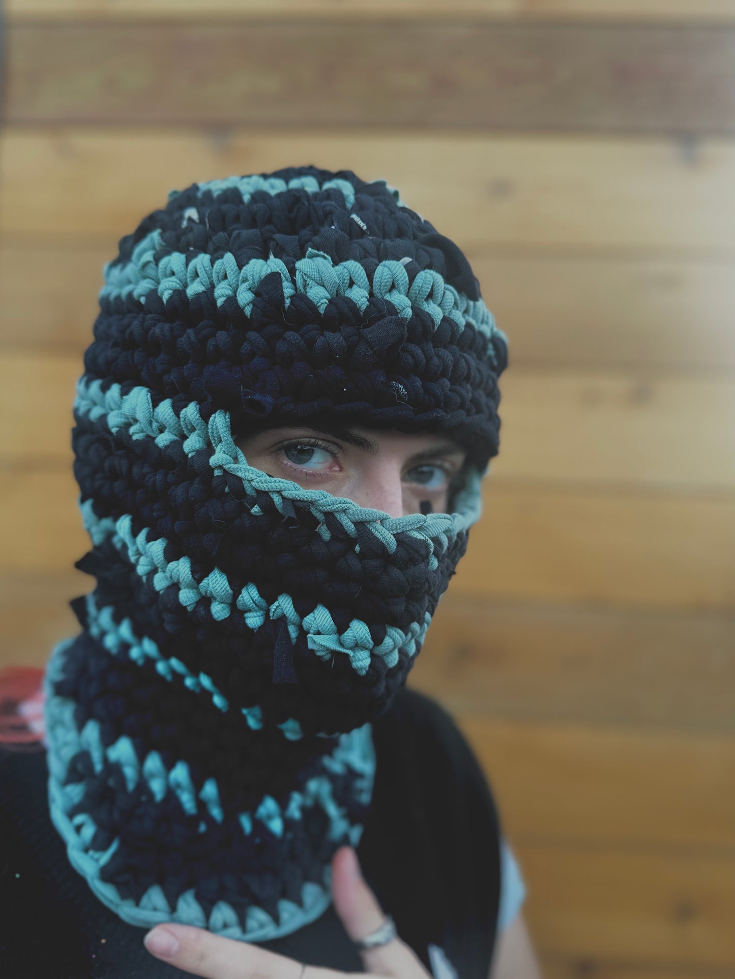 Black/Seafoam Striped Balaclava