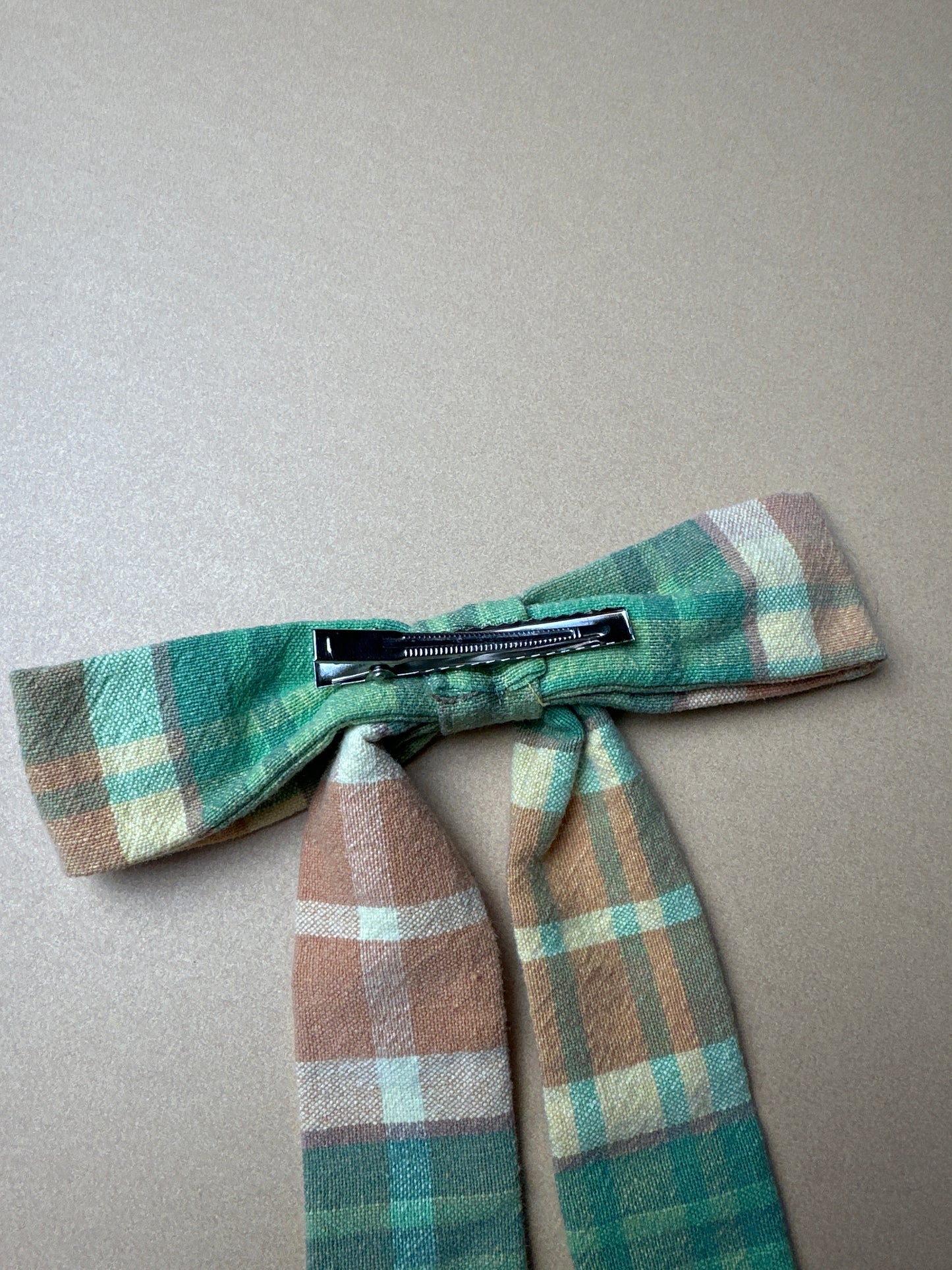 Orange/Green Plaid Bow Clip