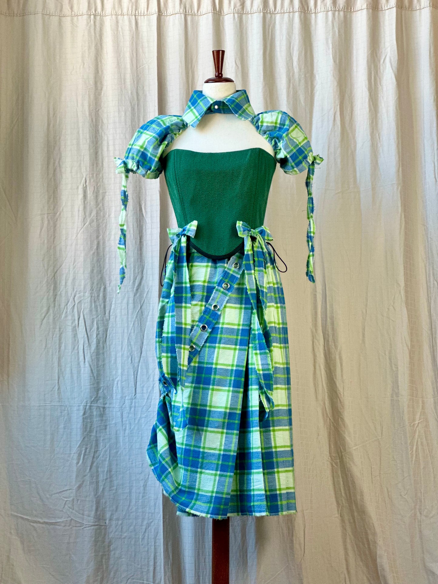 Forest Green/Plaid Bow Corset
