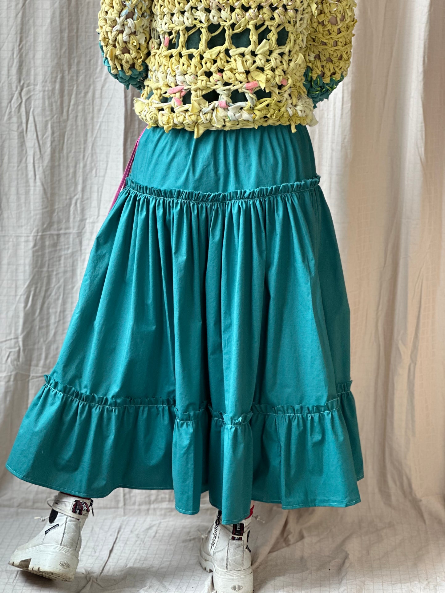 Teal Full Ruffle Skirt