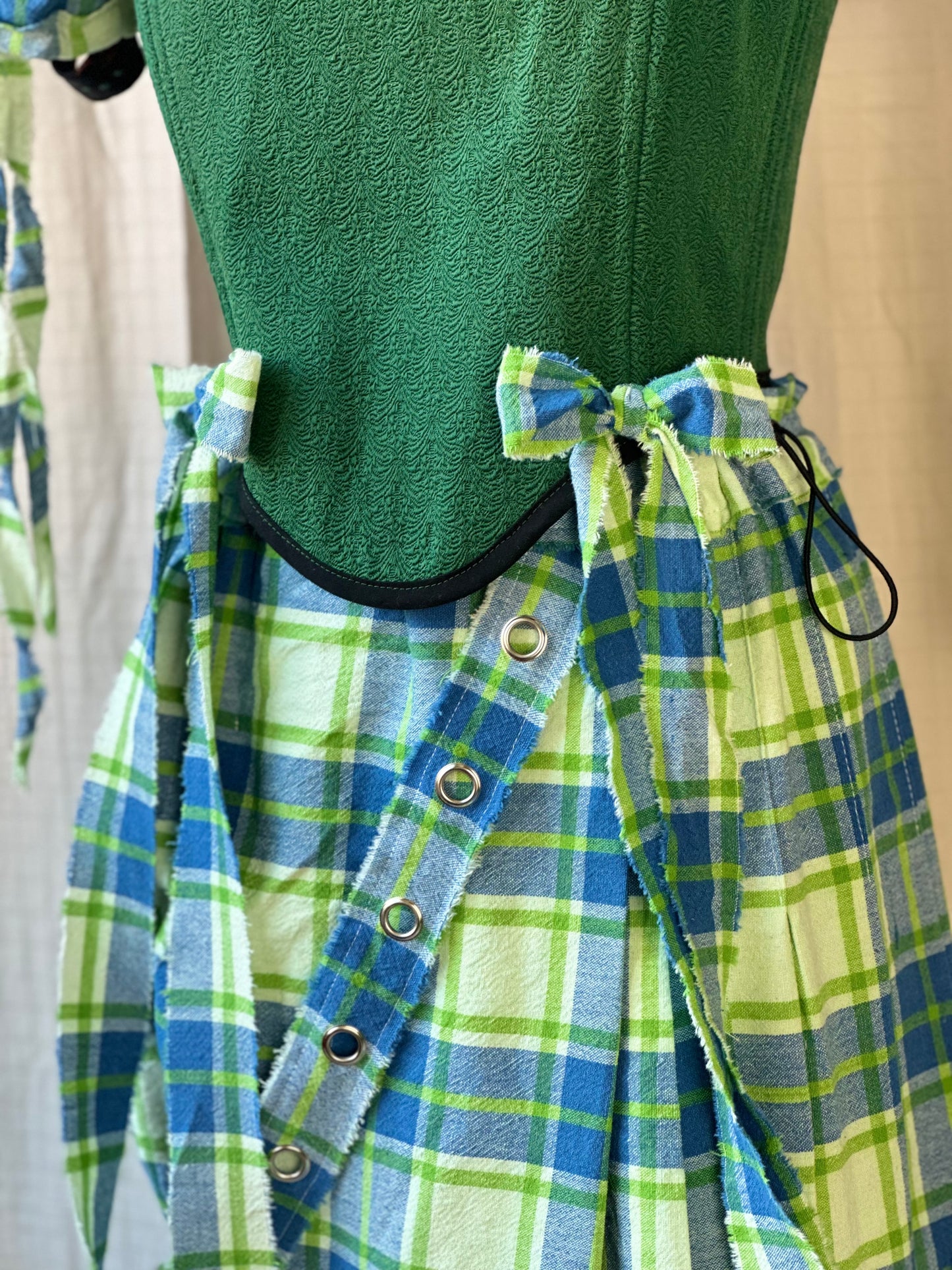 Forest Green/Plaid Bow Corset