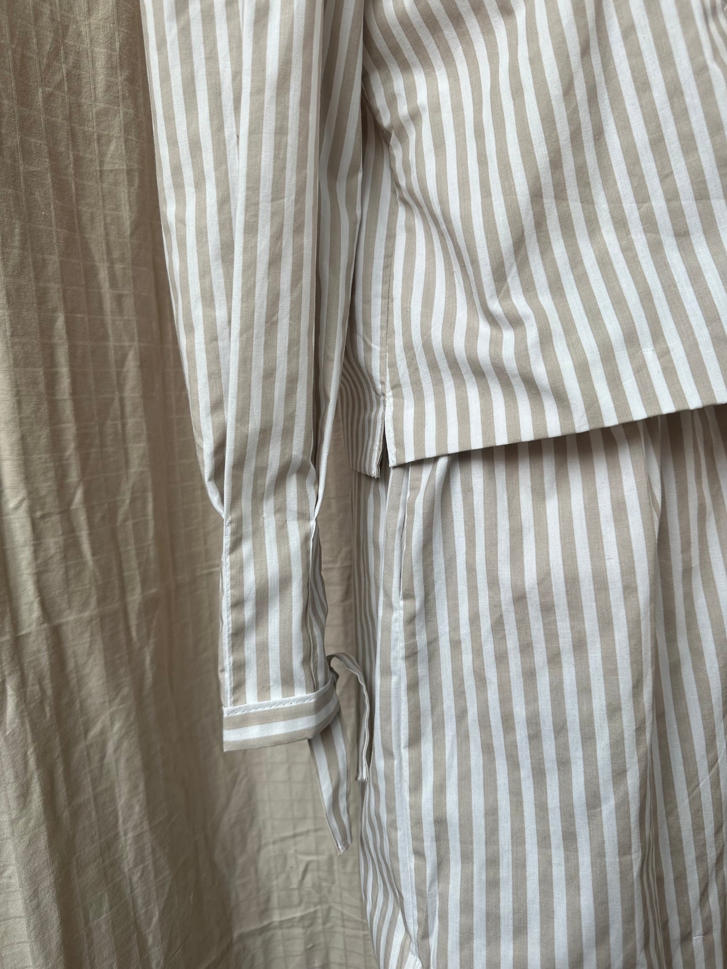 White/Taupe Striped Vivienne Short Set