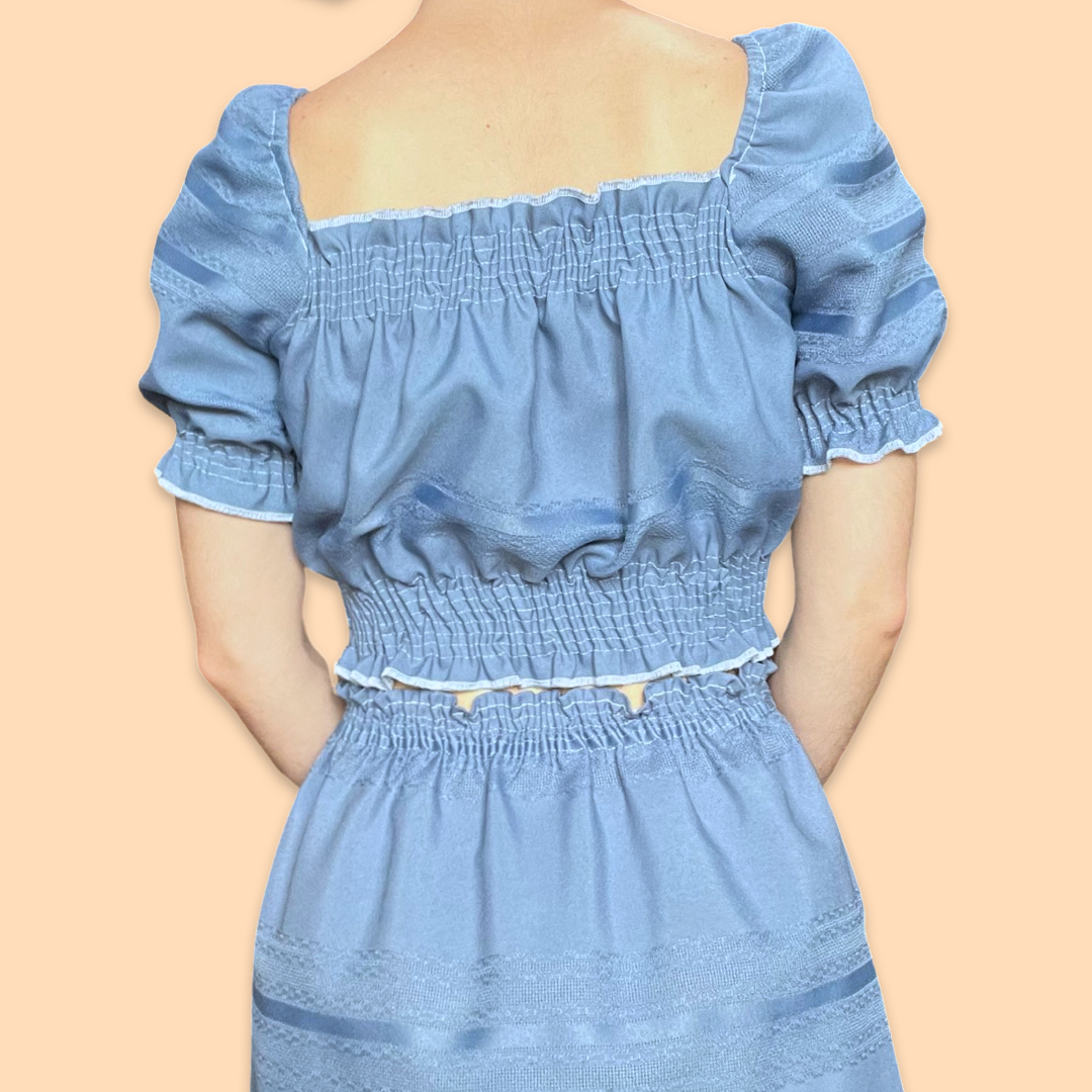 Dusty Blue Mini Skirt Set