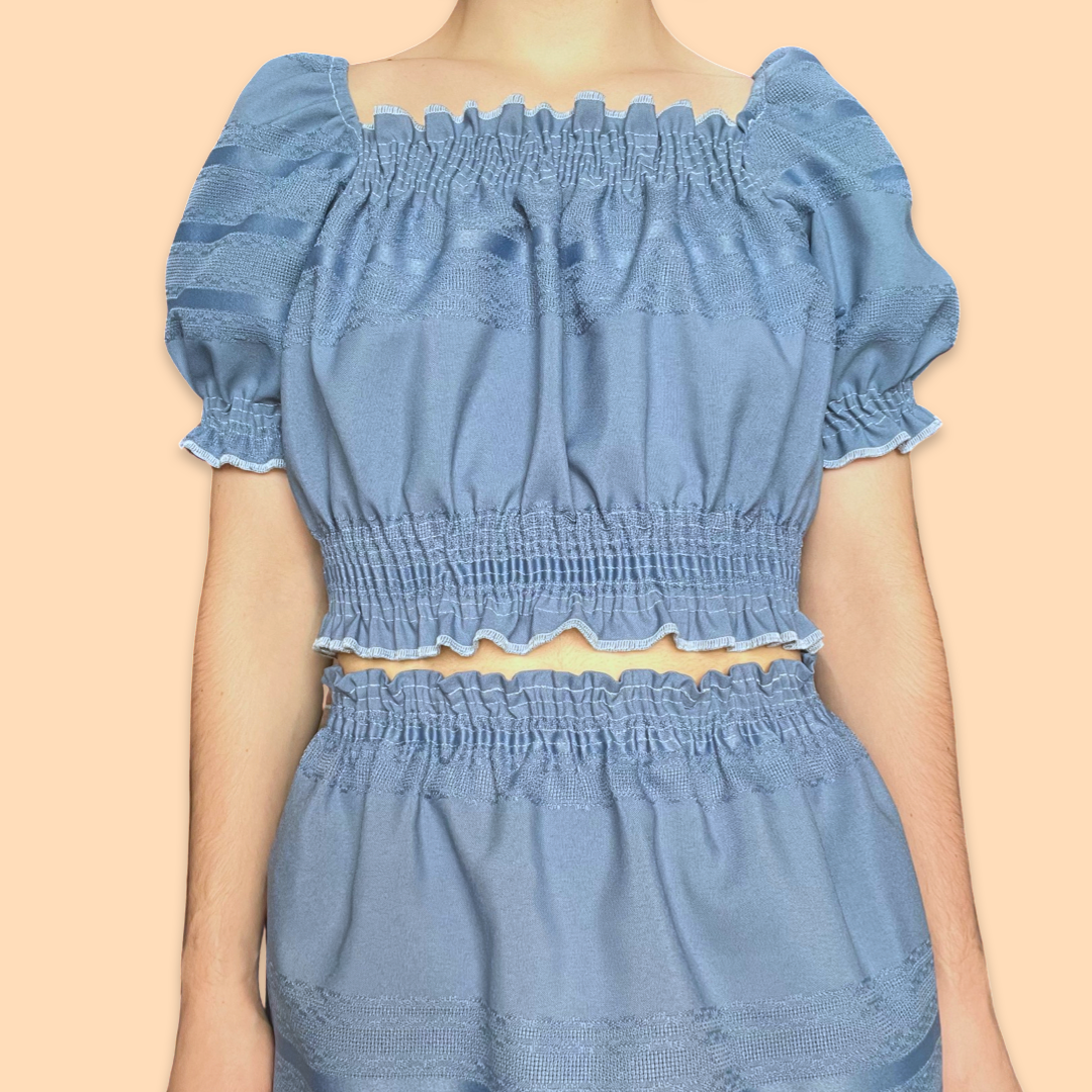 Dusty Blue Mini Skirt Set