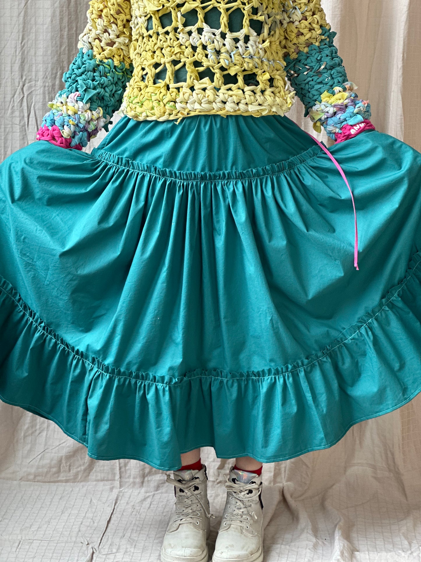 Teal Full Ruffle Skirt