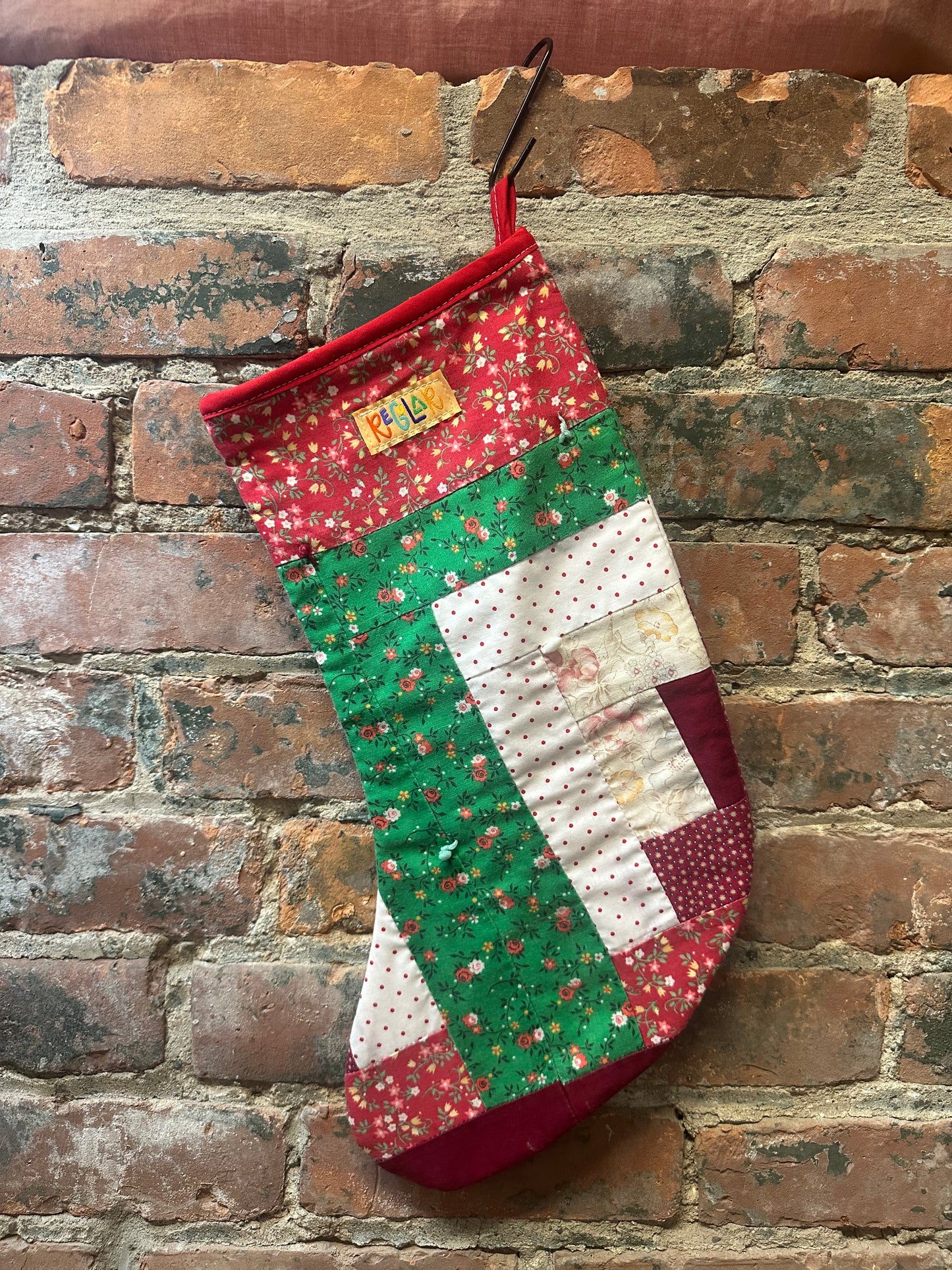 Red/Green Floral Quilted Stocking