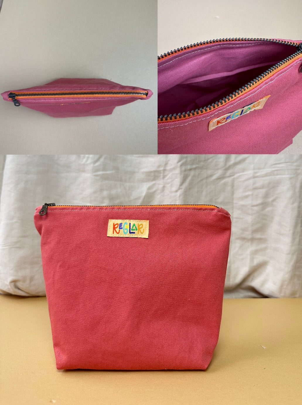 Coral/Orange Medium Zipper Pouch