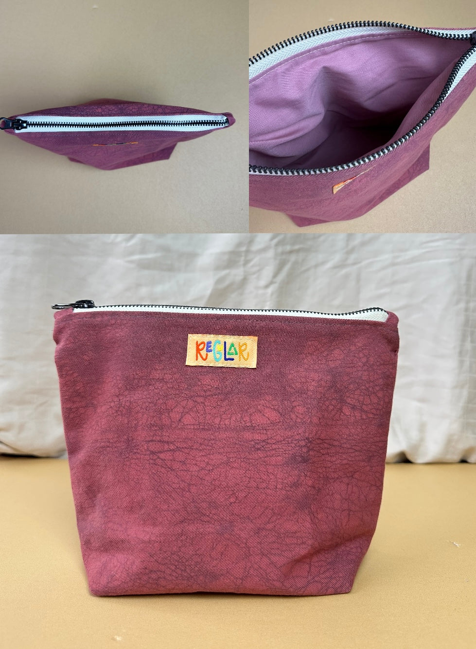 Crackle/White Medium Zipper Pouch