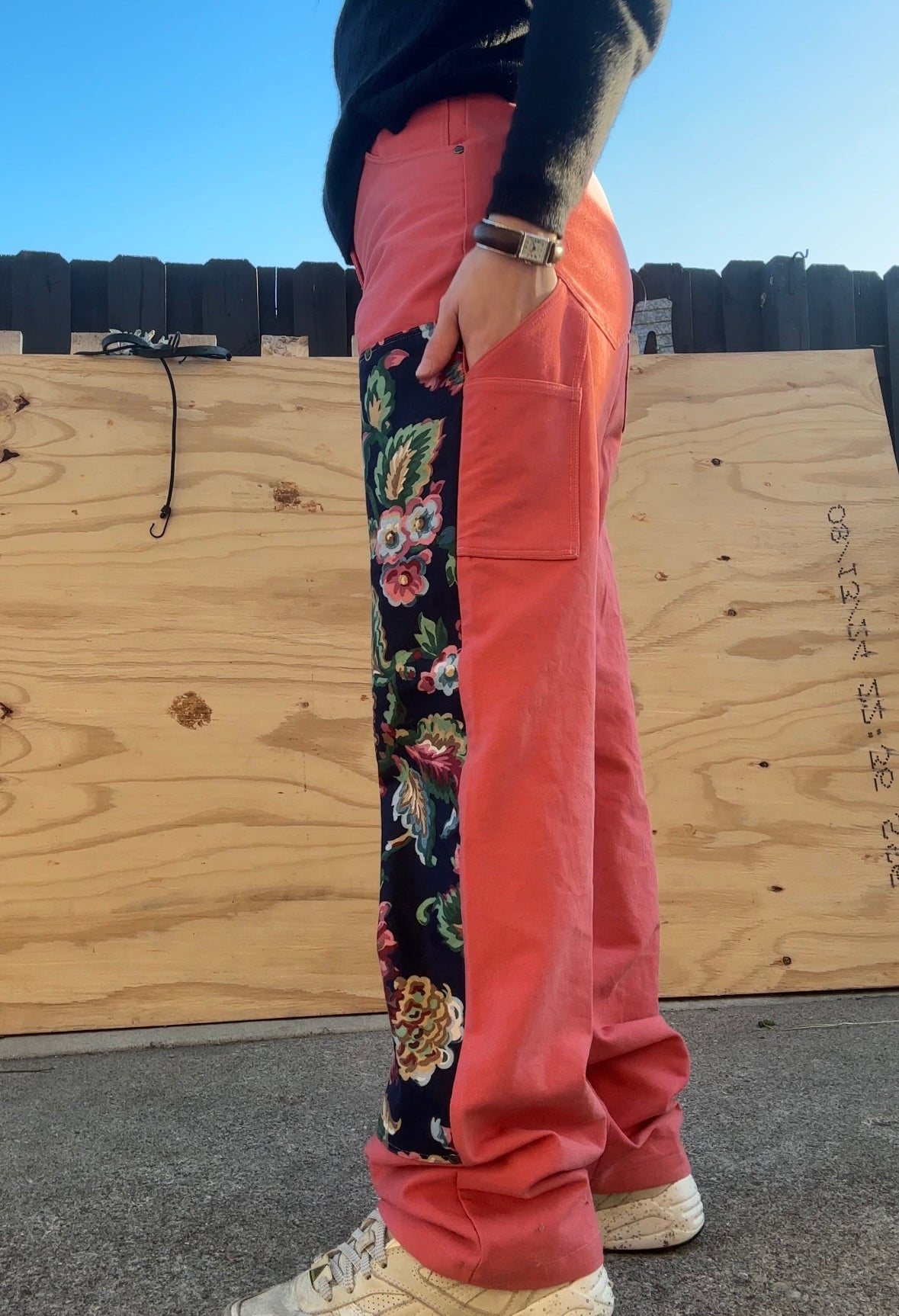 Coral/Floral Double Front Pants 28x32