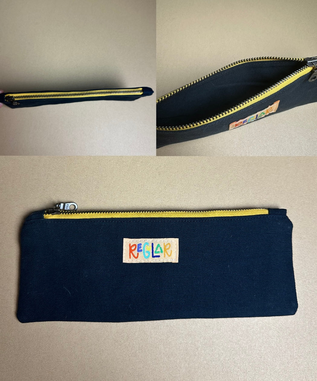 Black/Yellow Small Zipper Pouch