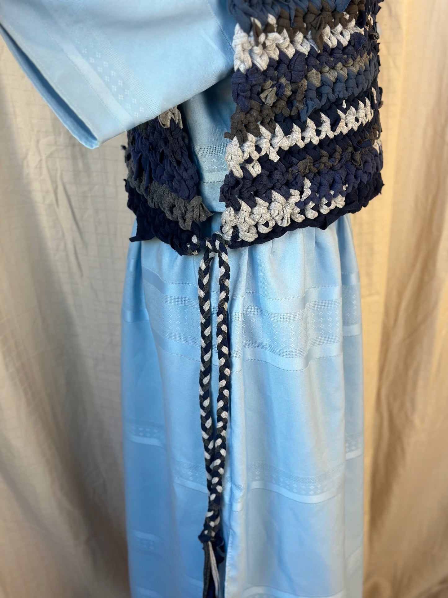 Navy/Gray T-shirt Yarn Crochet Smock Top