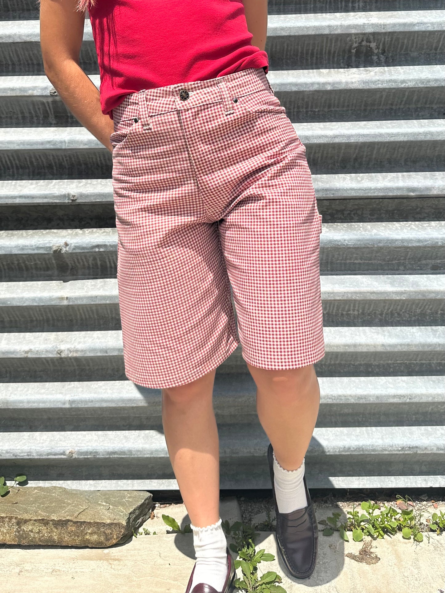 Gingham Carpenter Shorts 28"