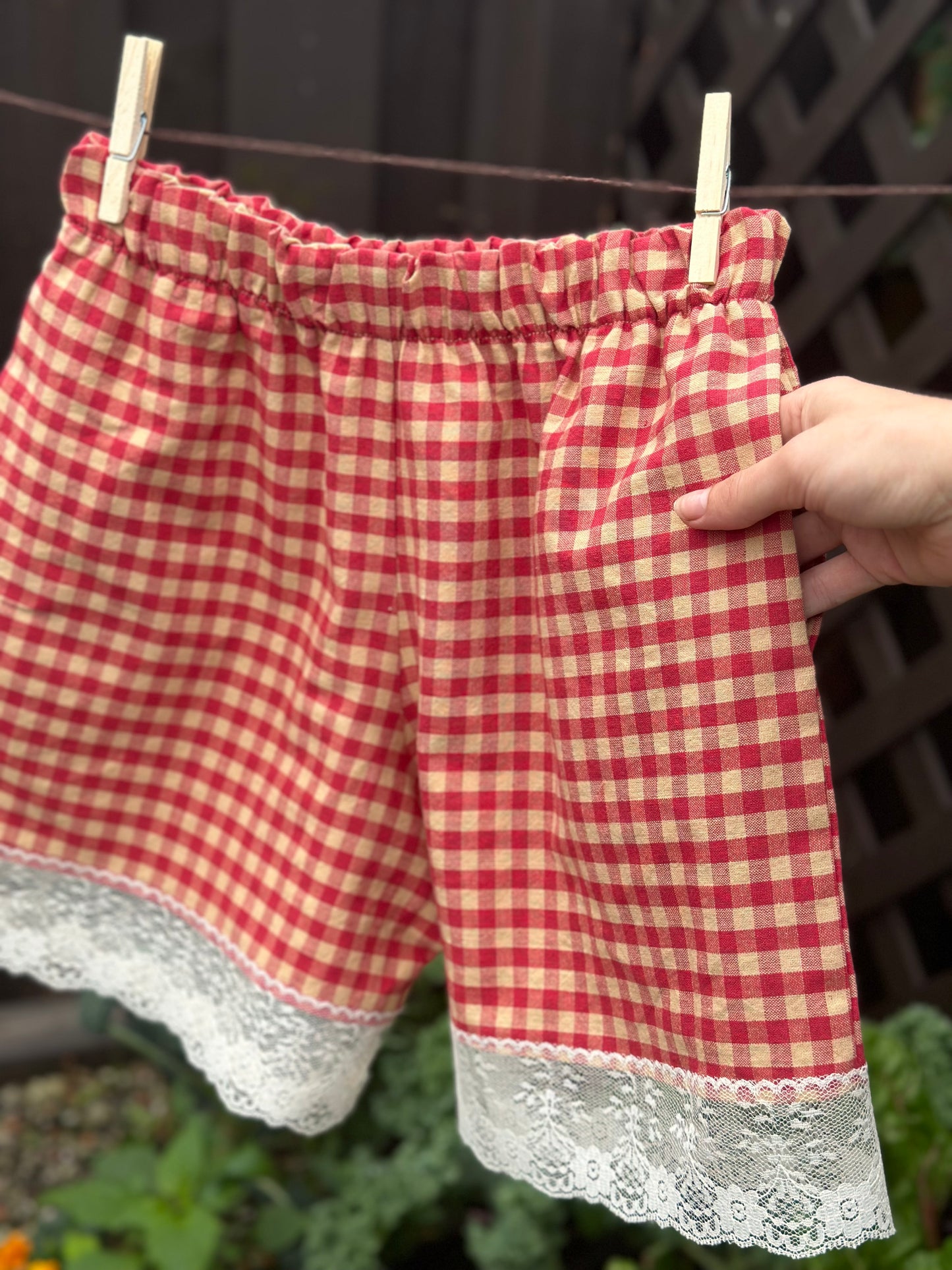Red Gingham Lace Shorts (XS)