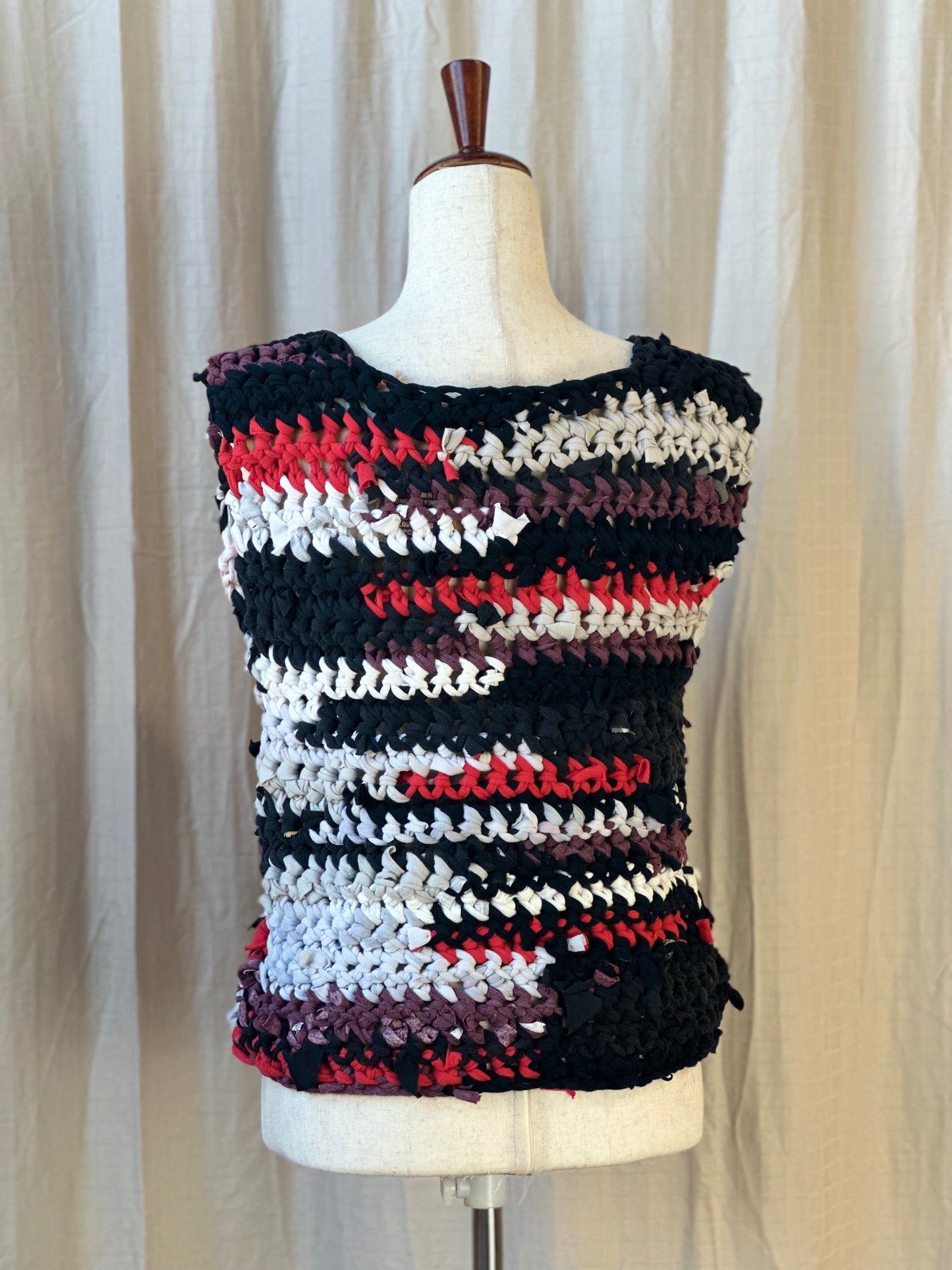 Red/Black Crochet Sweater Vest