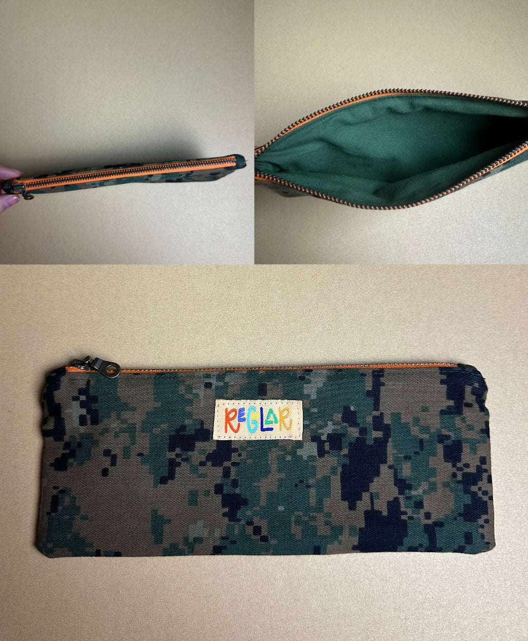 Camo/Orange Small Zipper Pouch
