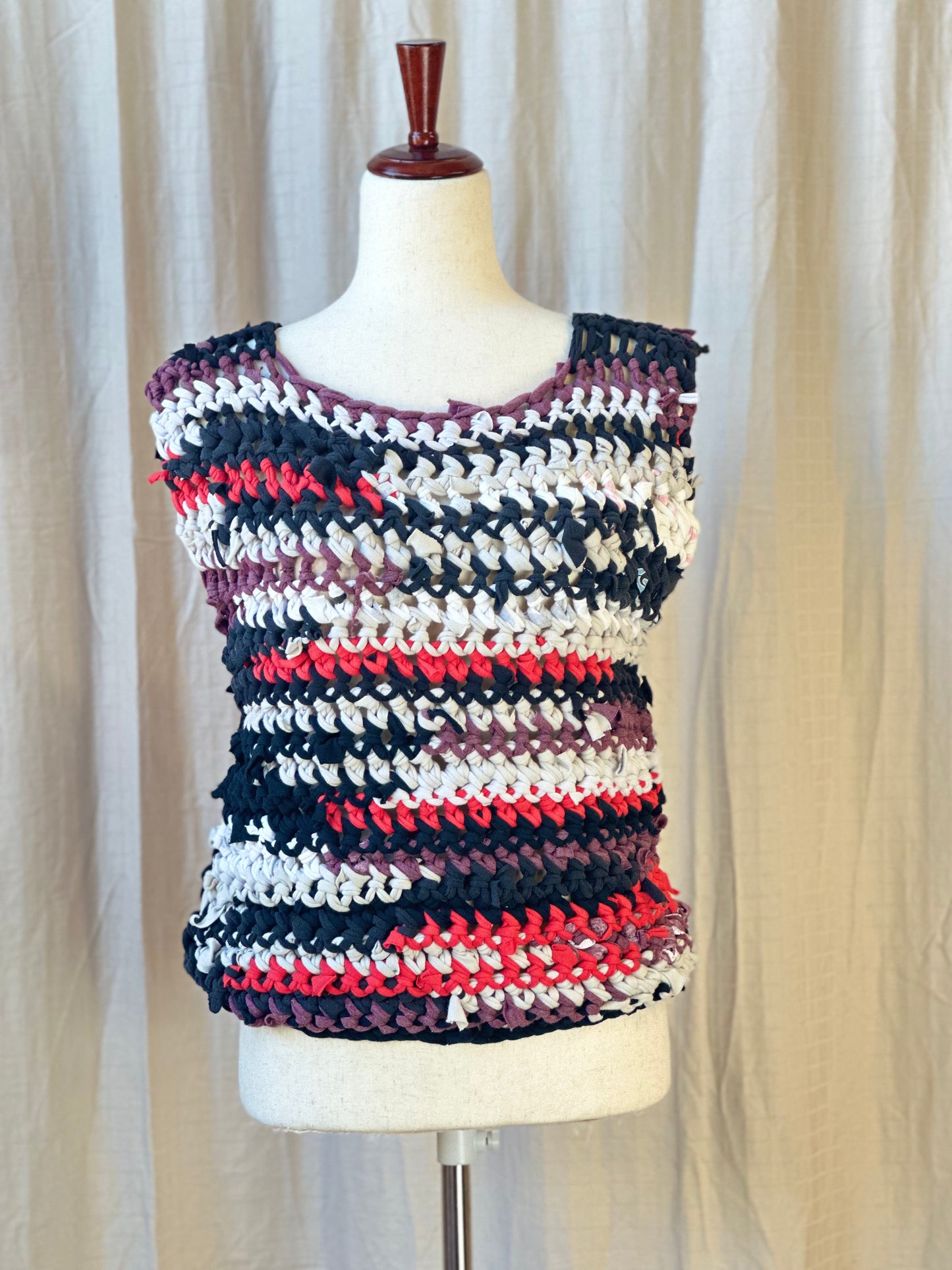 Red/Black Crochet Sweater Vest