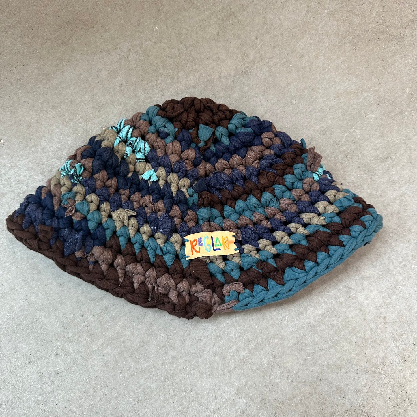 Teal/Brown Crochet Bucket Hat