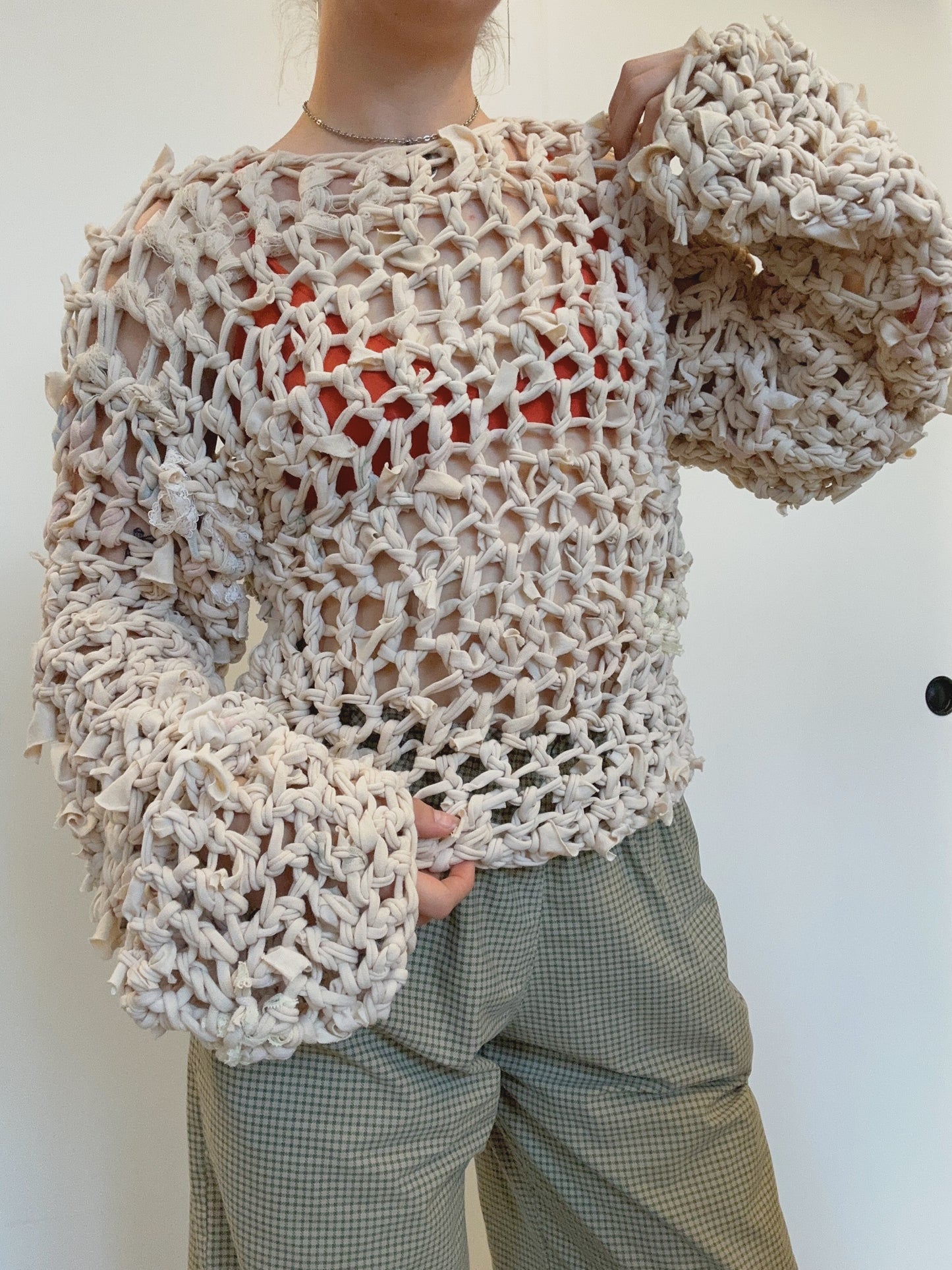 Coffee Dyed Crochet Sweater