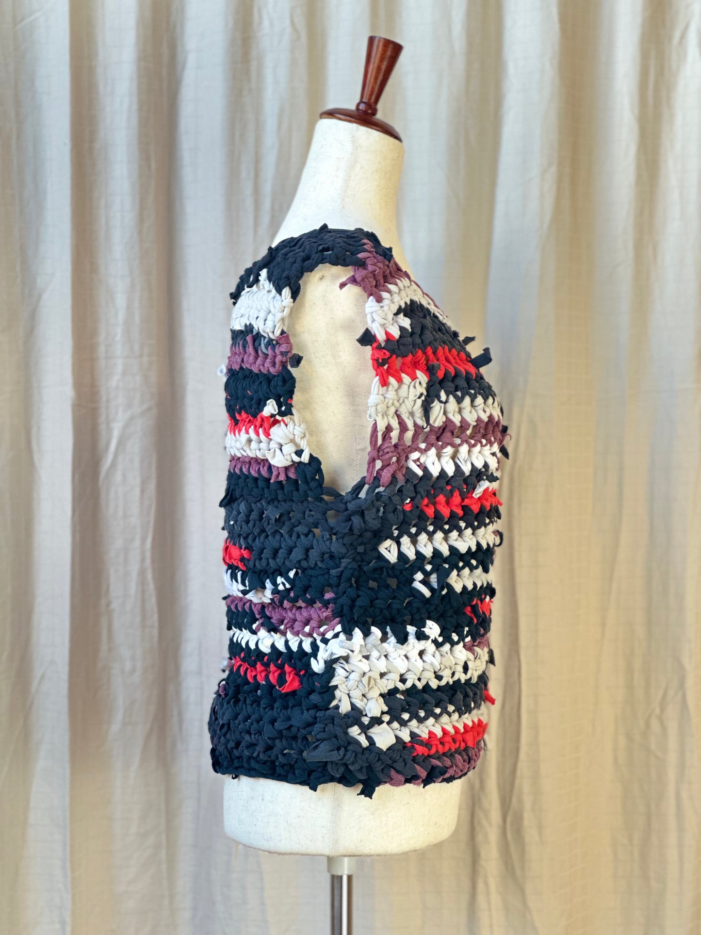 Red/Black Crochet Sweater Vest