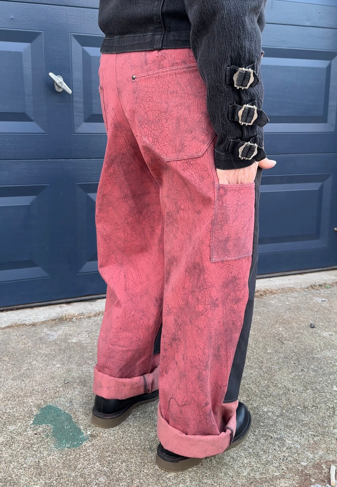 Crackle/Black Double Front Pants 33x32