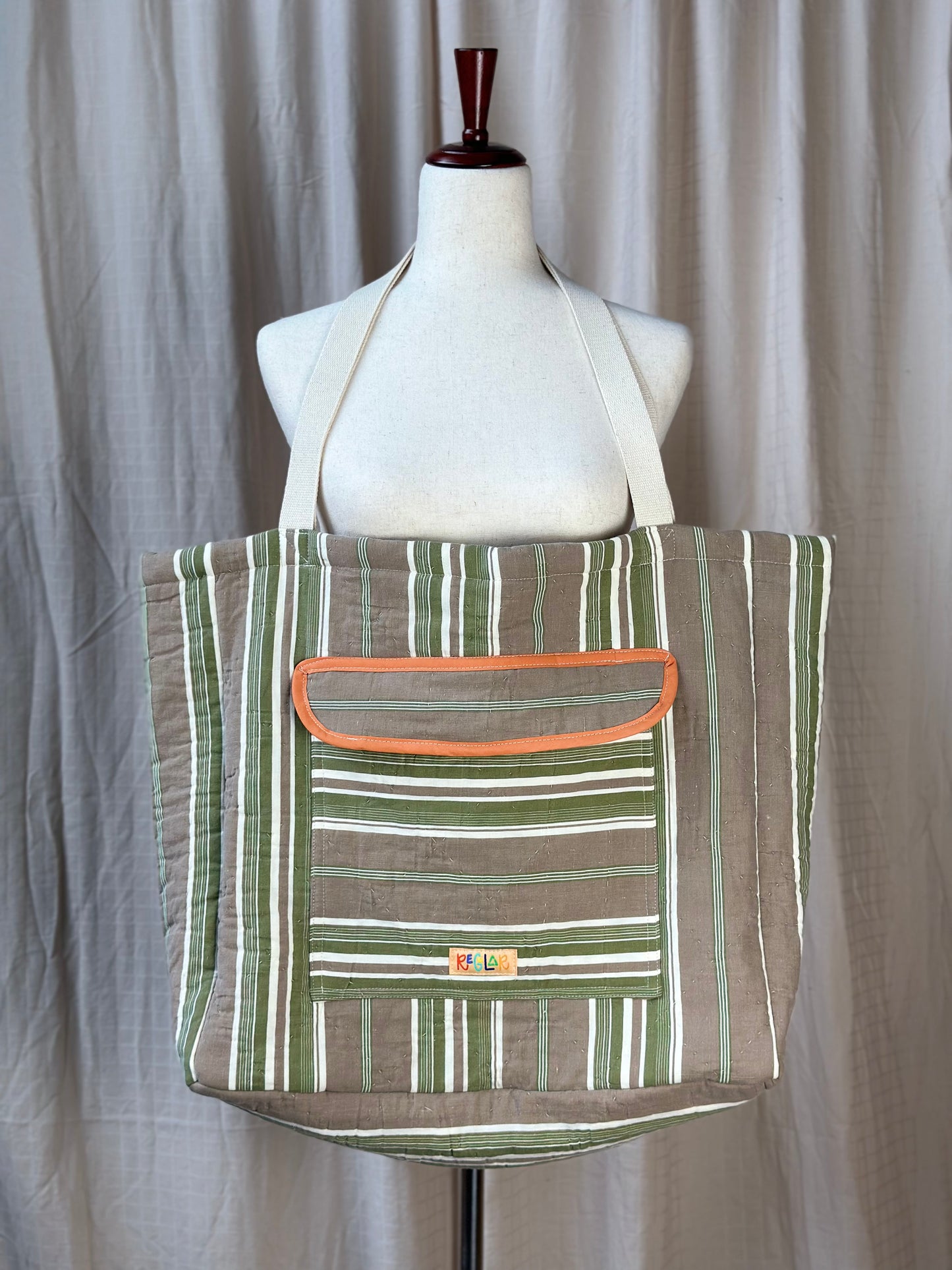 Striped Quilted Monster Tote