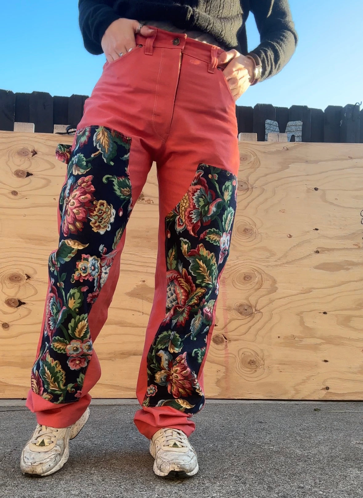 Coral/Floral Double Front Pants 28x32