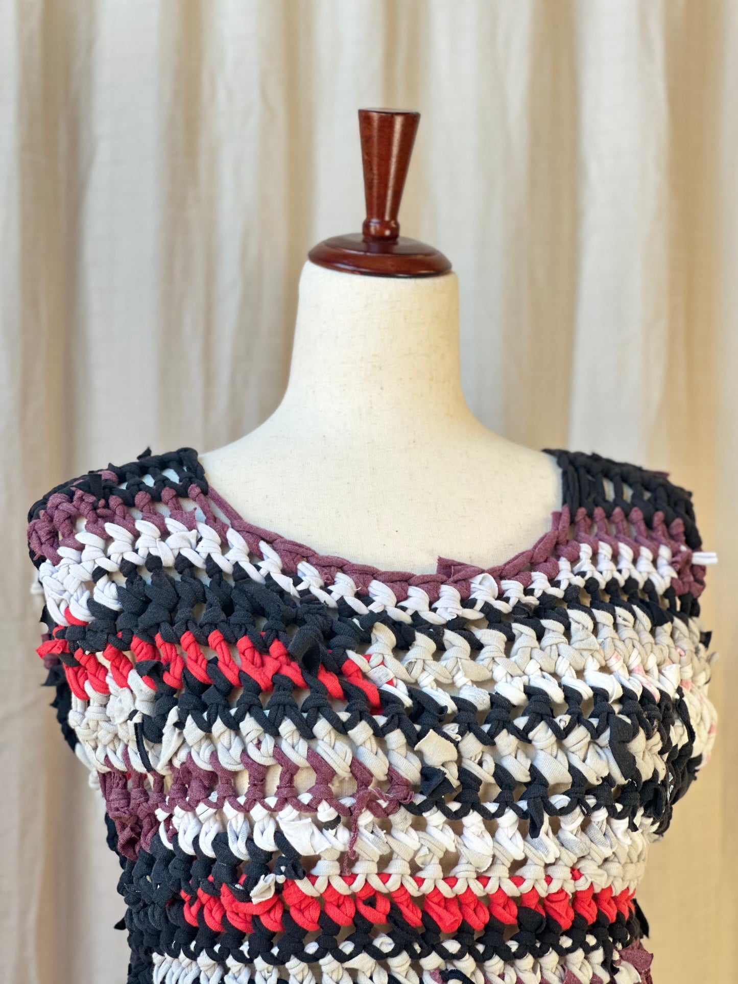 Red/Black Crochet Sweater Vest