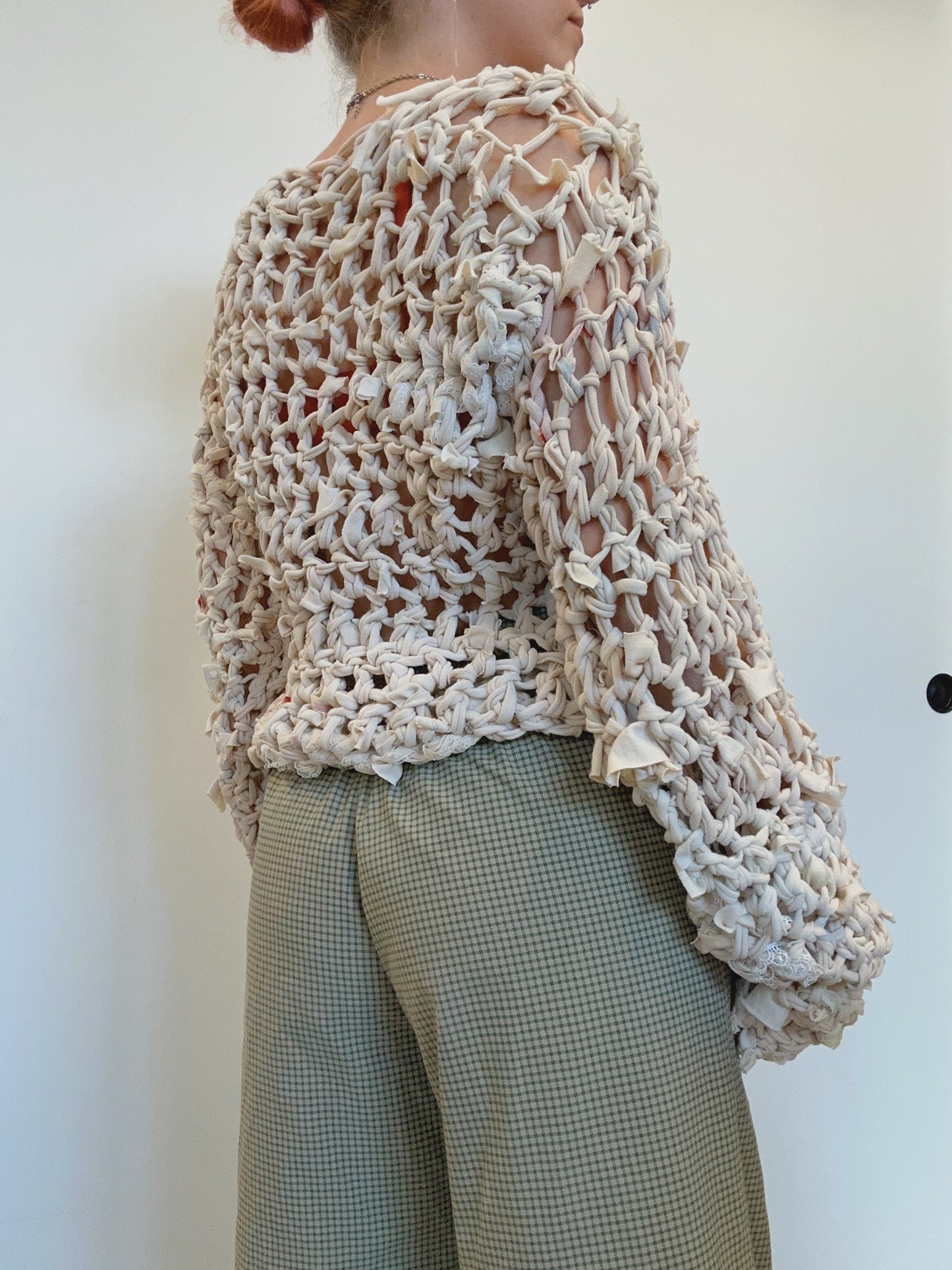 Coffee Dyed Crochet Sweater