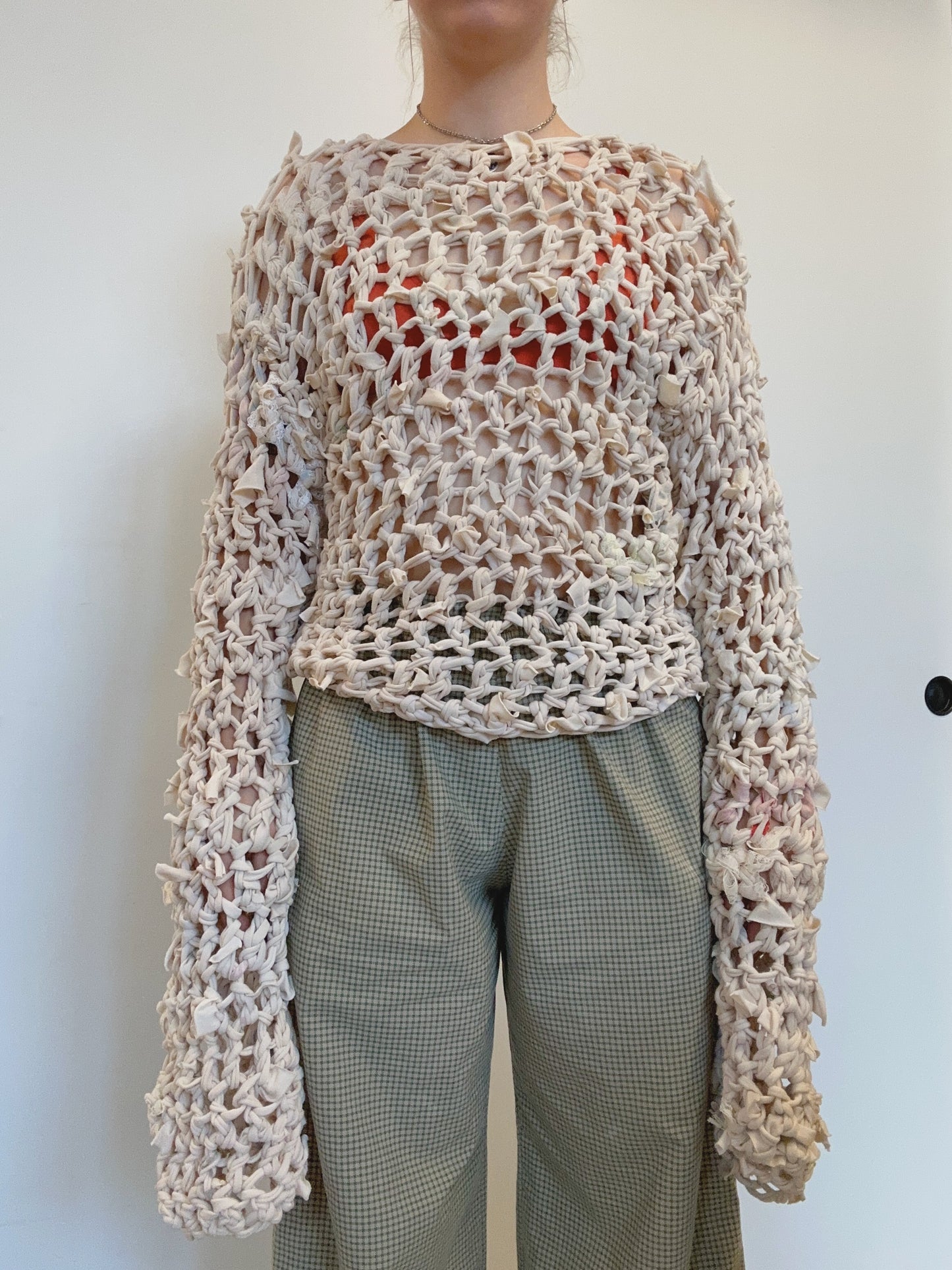 Coffee Dyed Crochet Sweater
