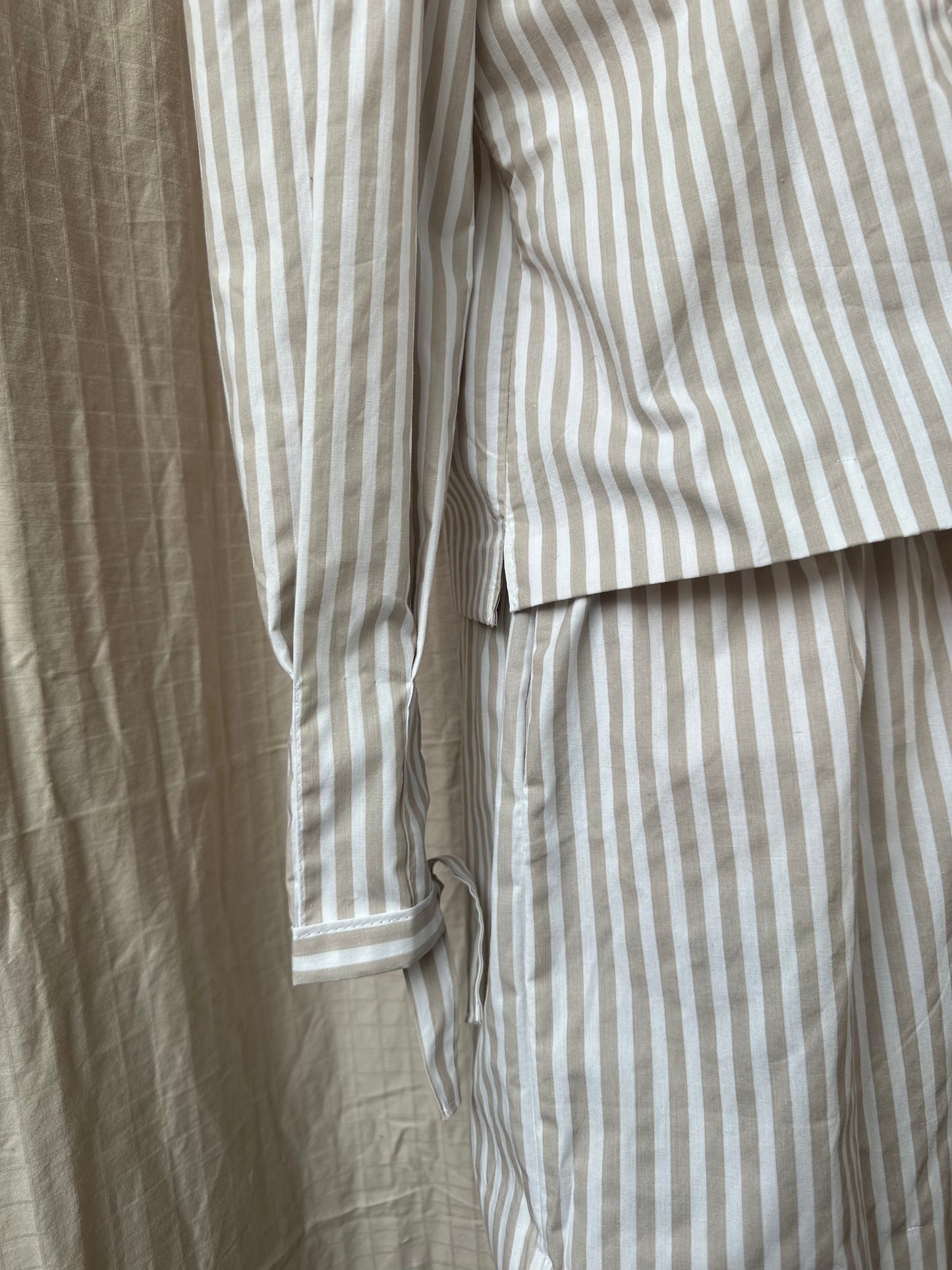 White/Taupe Striped Vivienne Top