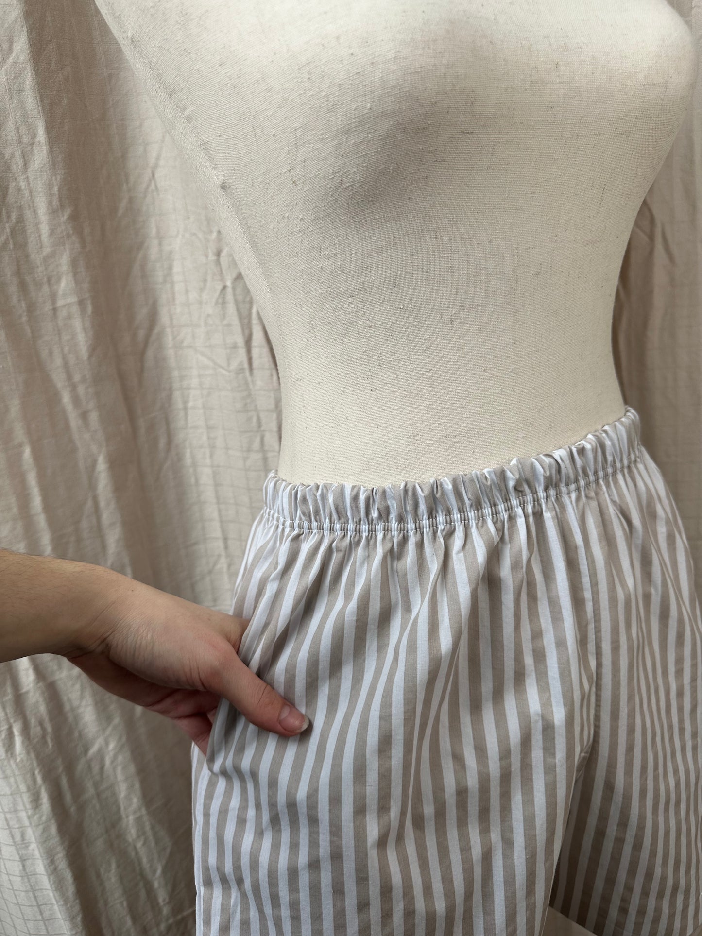 White/Taupe Striped Shorts