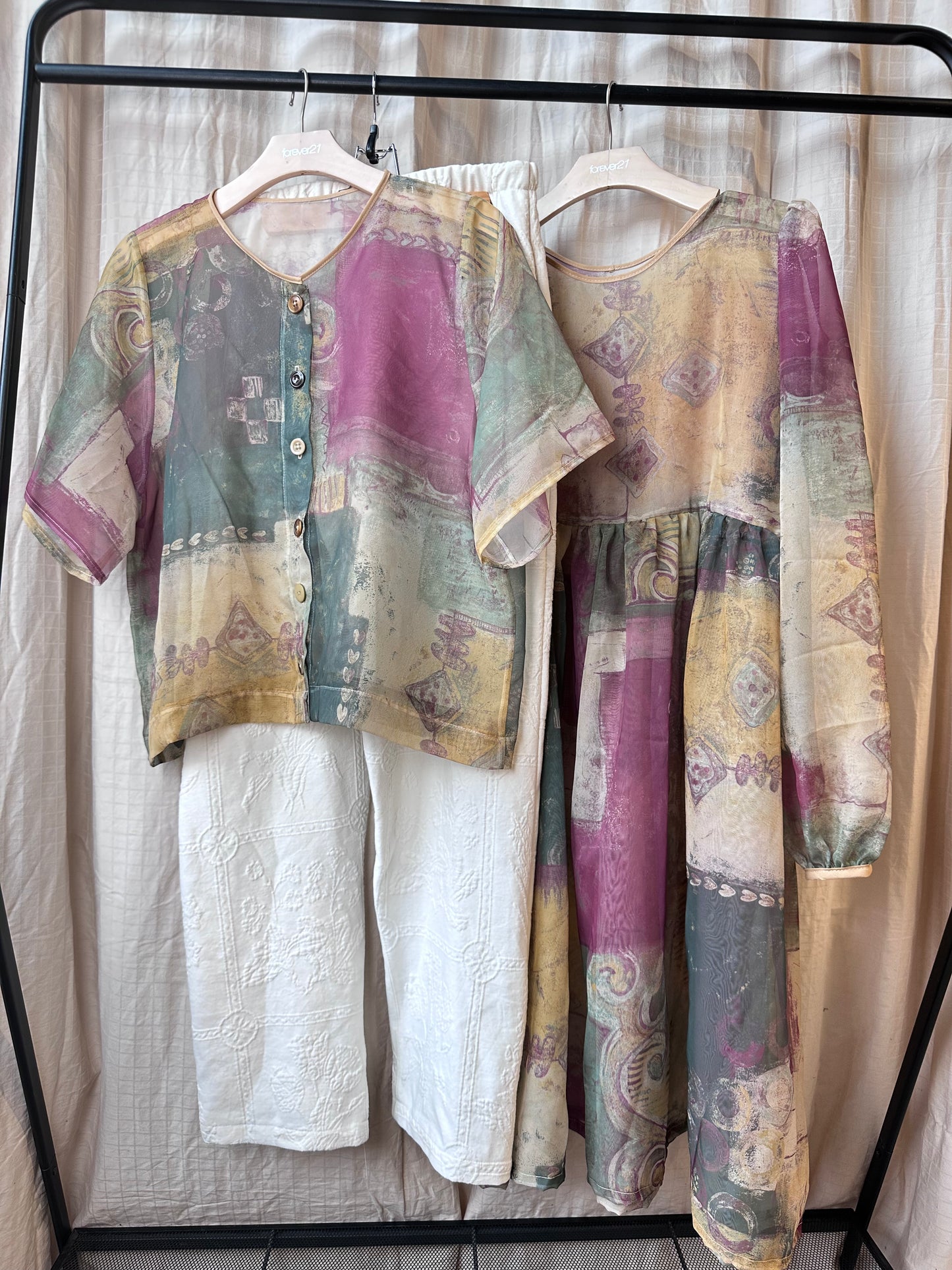 Abstract Sheer Midi-Dress