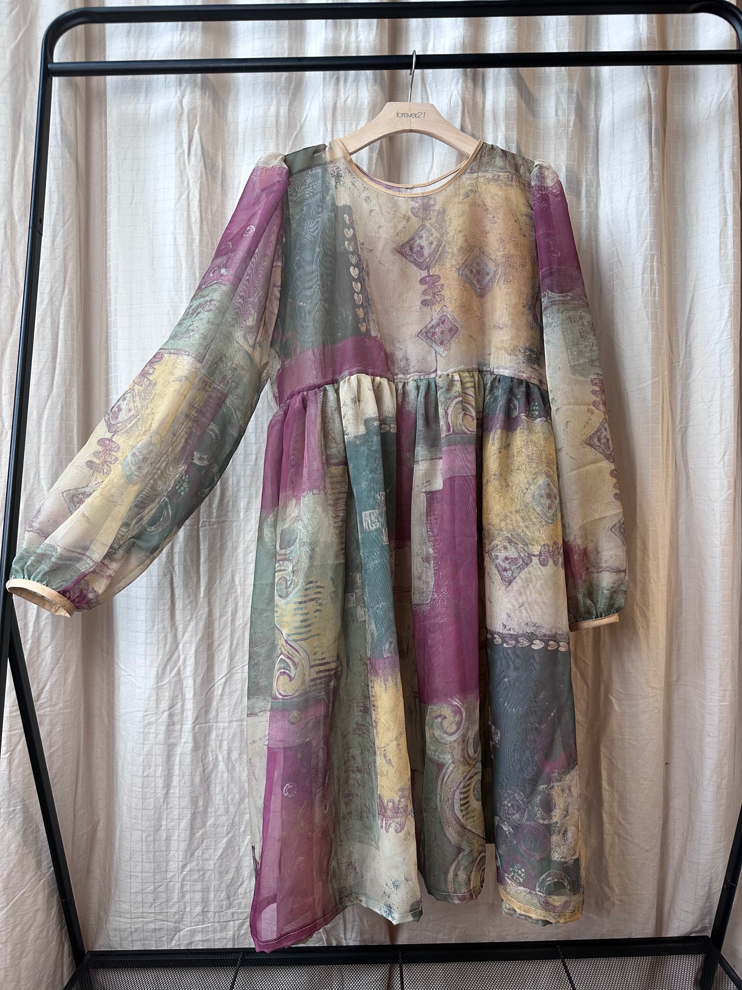 Abstract Sheer Midi-Dress
