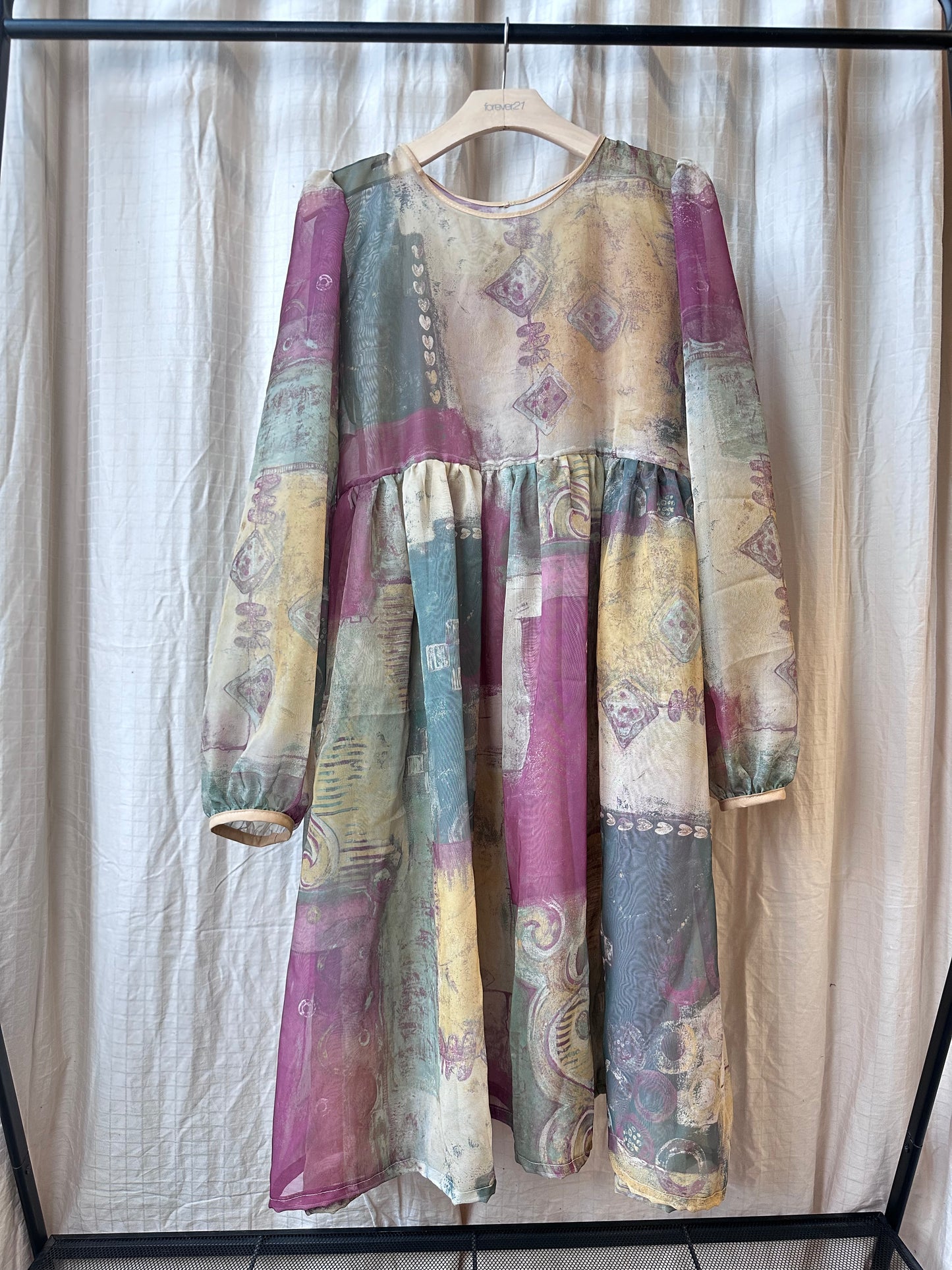 Abstract Sheer Midi-Dress