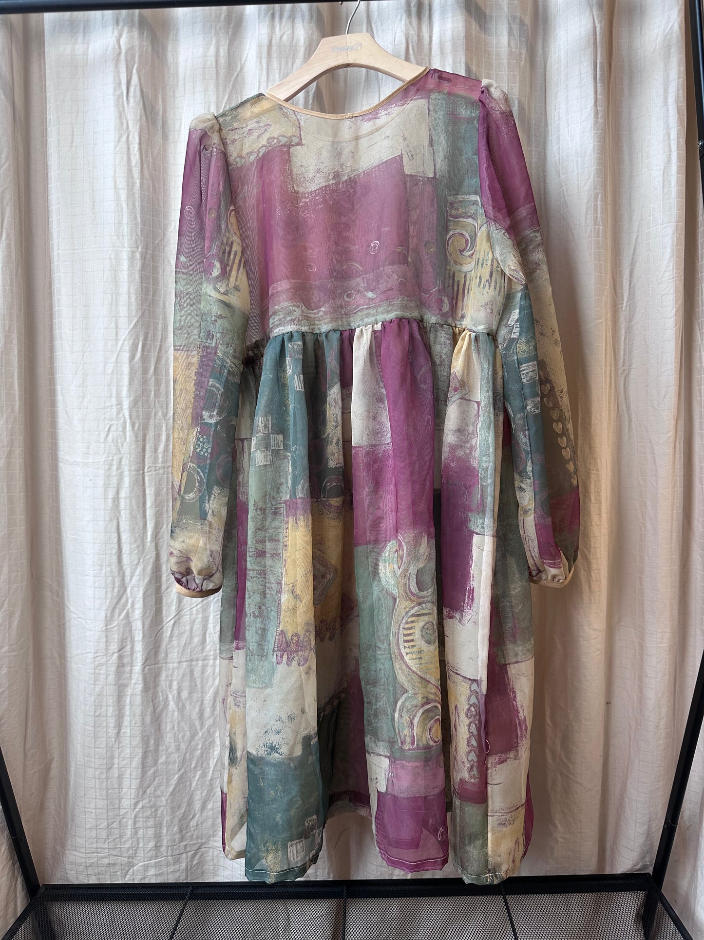 Abstract Sheer Midi-Dress