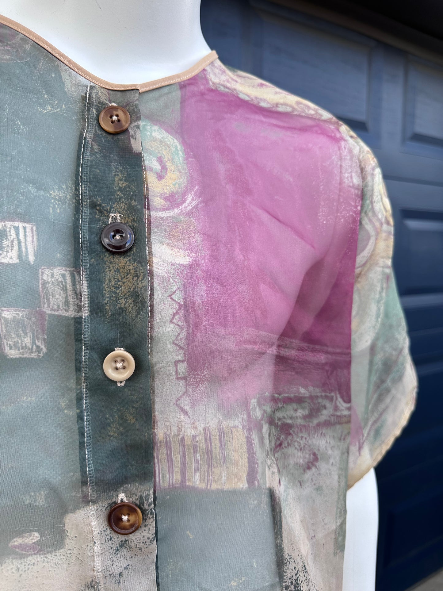 Abstract Sheer Button Up