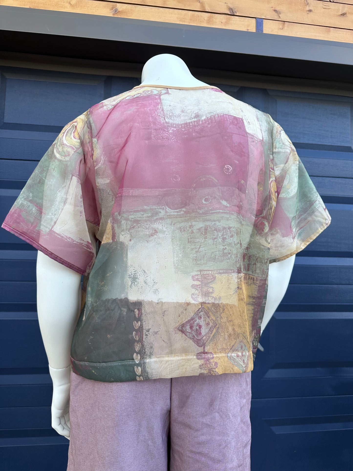 Abstract Sheer Button Up