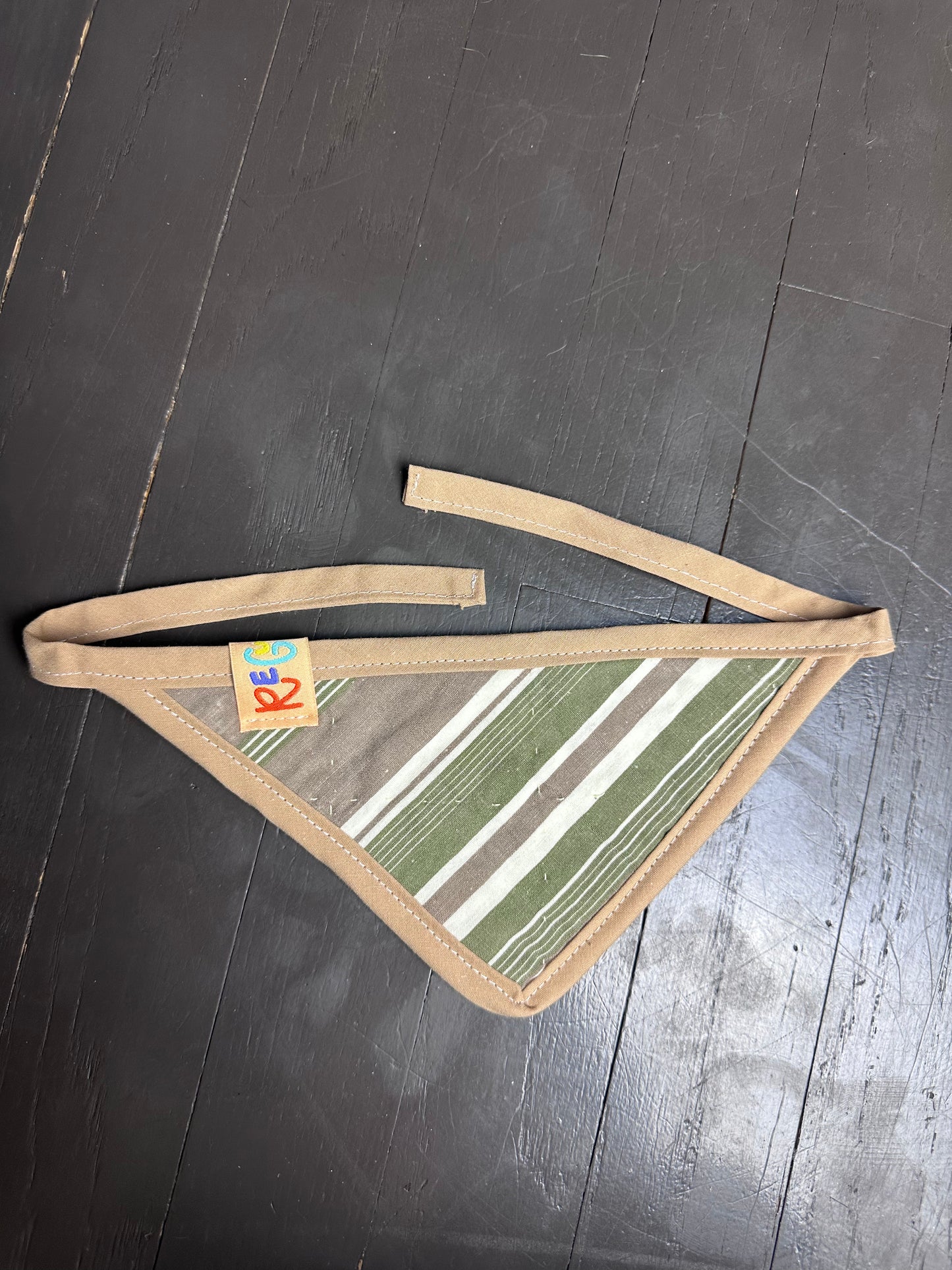 Tan/Olive Quilted Dog Bandana (XS)