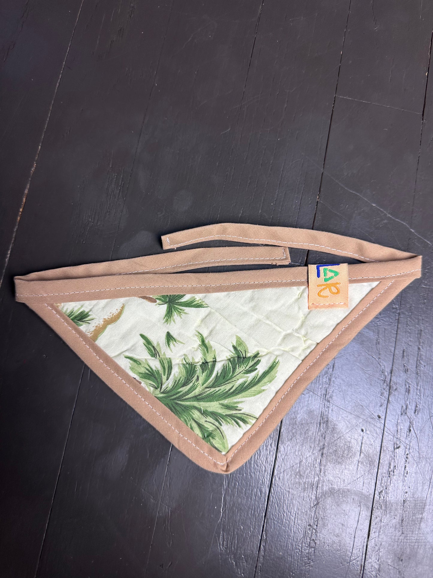 Tan/Olive Quilted Dog Bandana (XS)