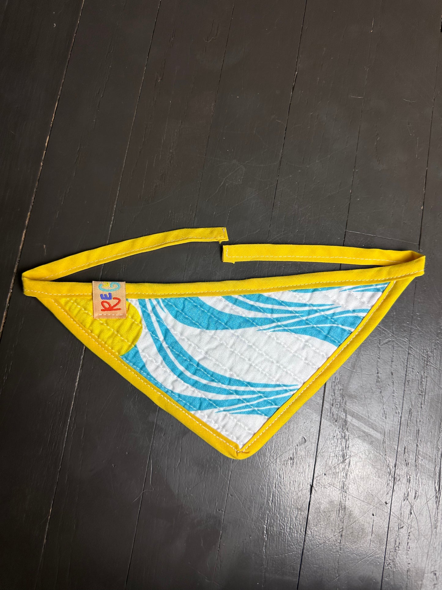 Yellow/Blue Quilted Dog Bandana (S)