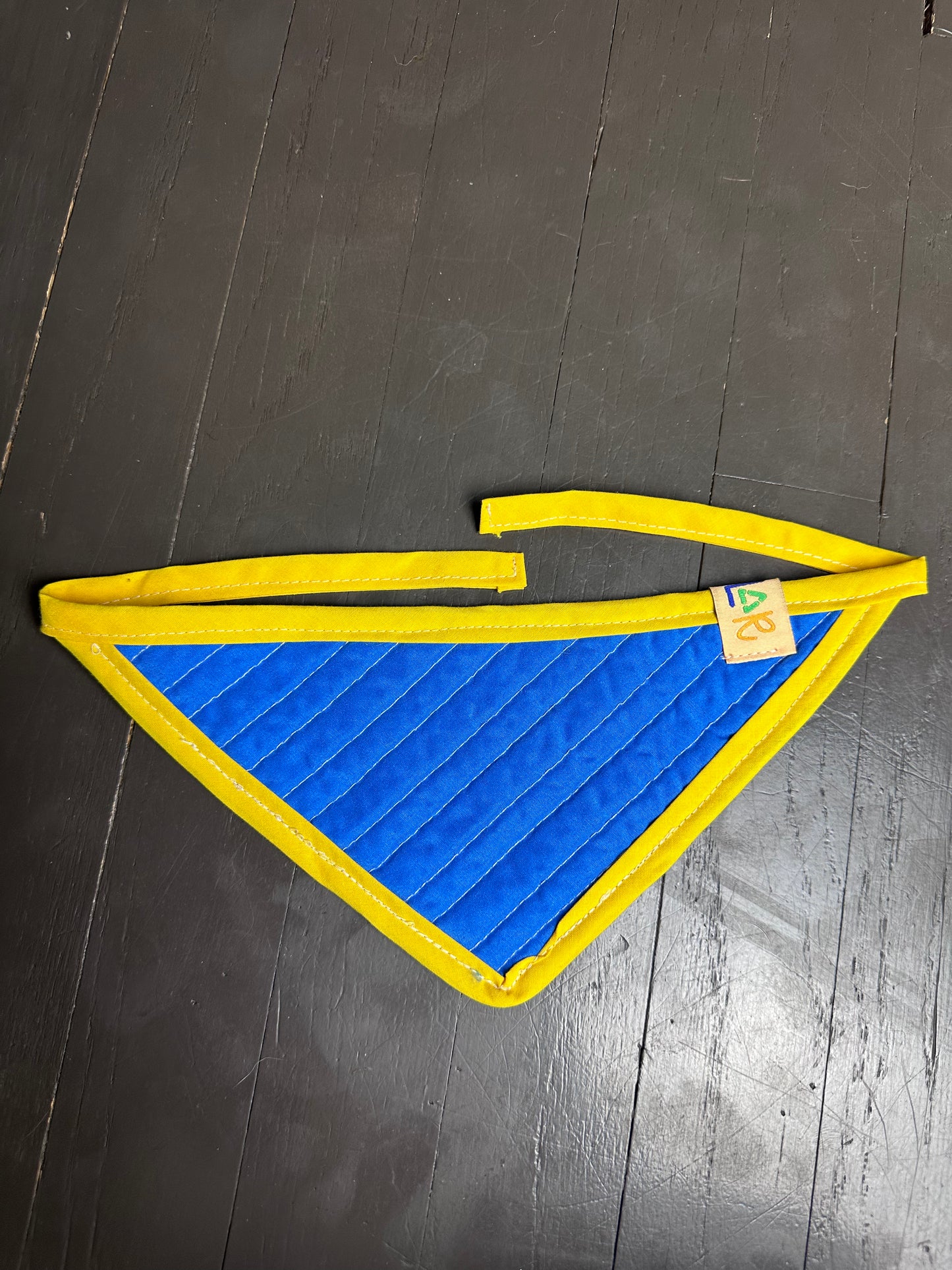 Yellow/Blue Quilted Dog Bandana (S)