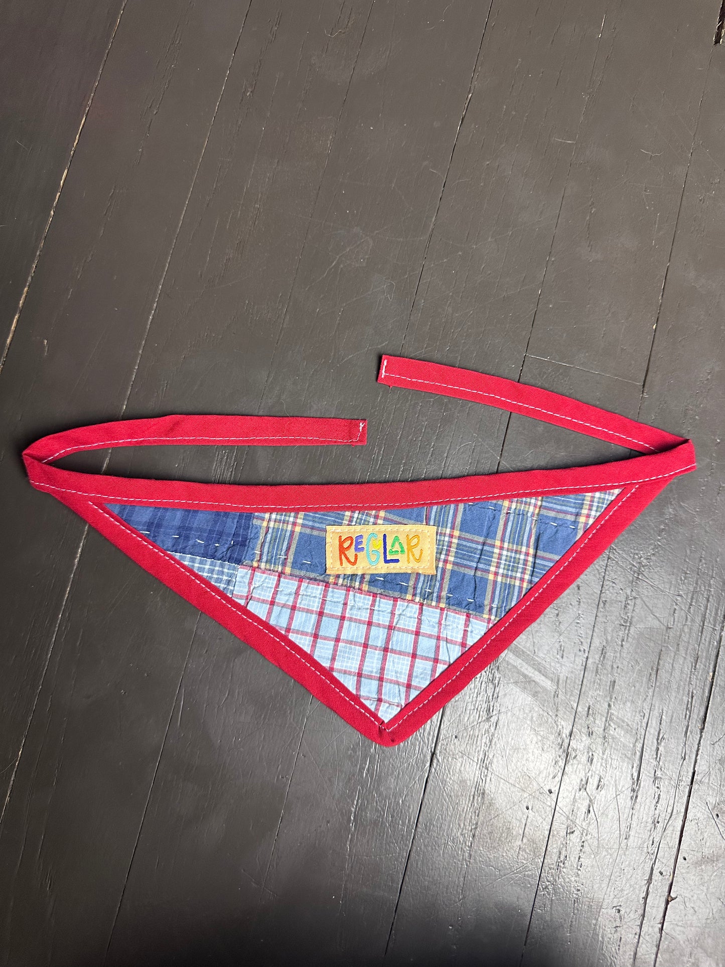 Red/Blue Quilted Dog Bandana (S)