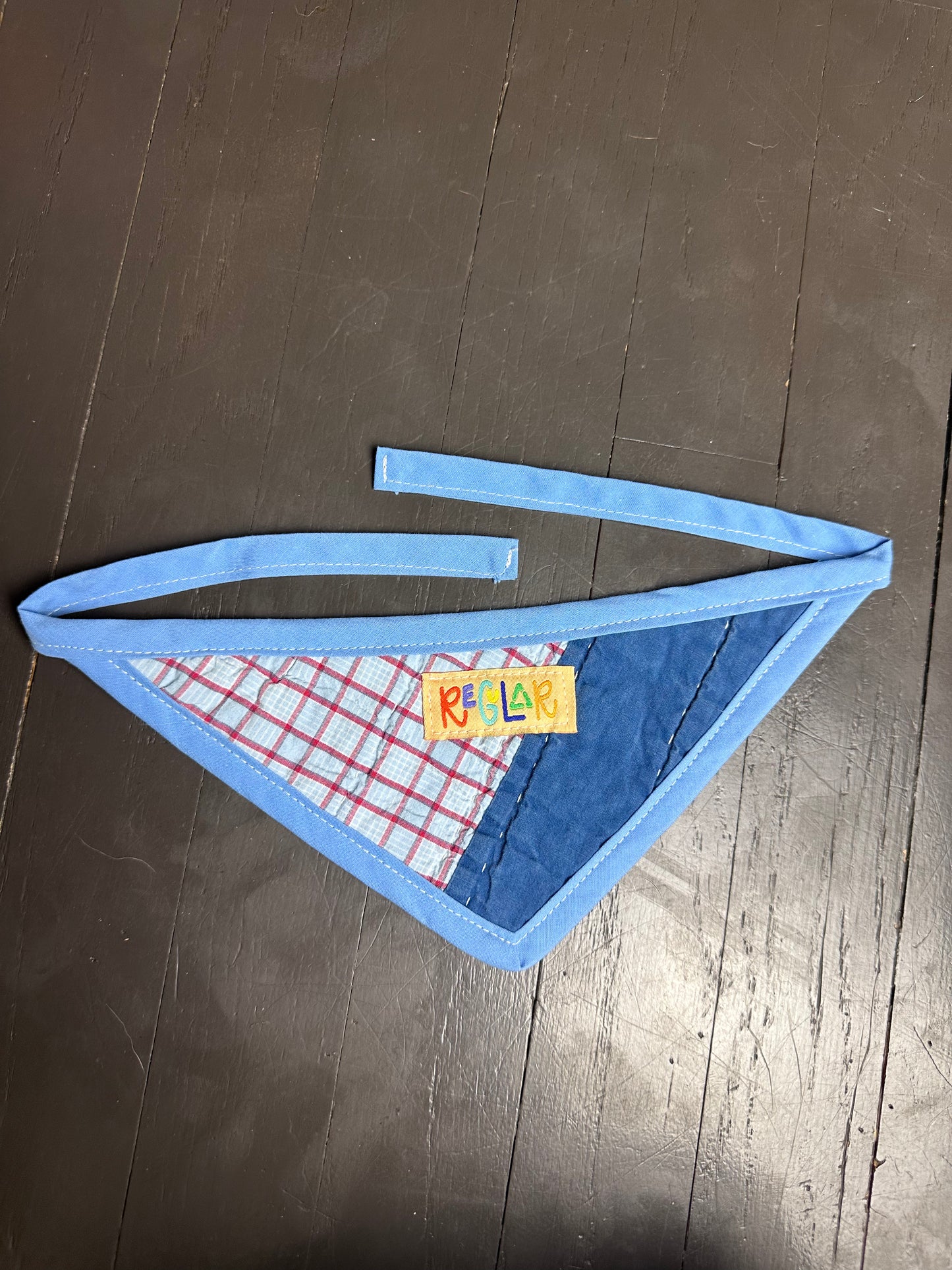 Blue Plaid Dog Bandana (S)