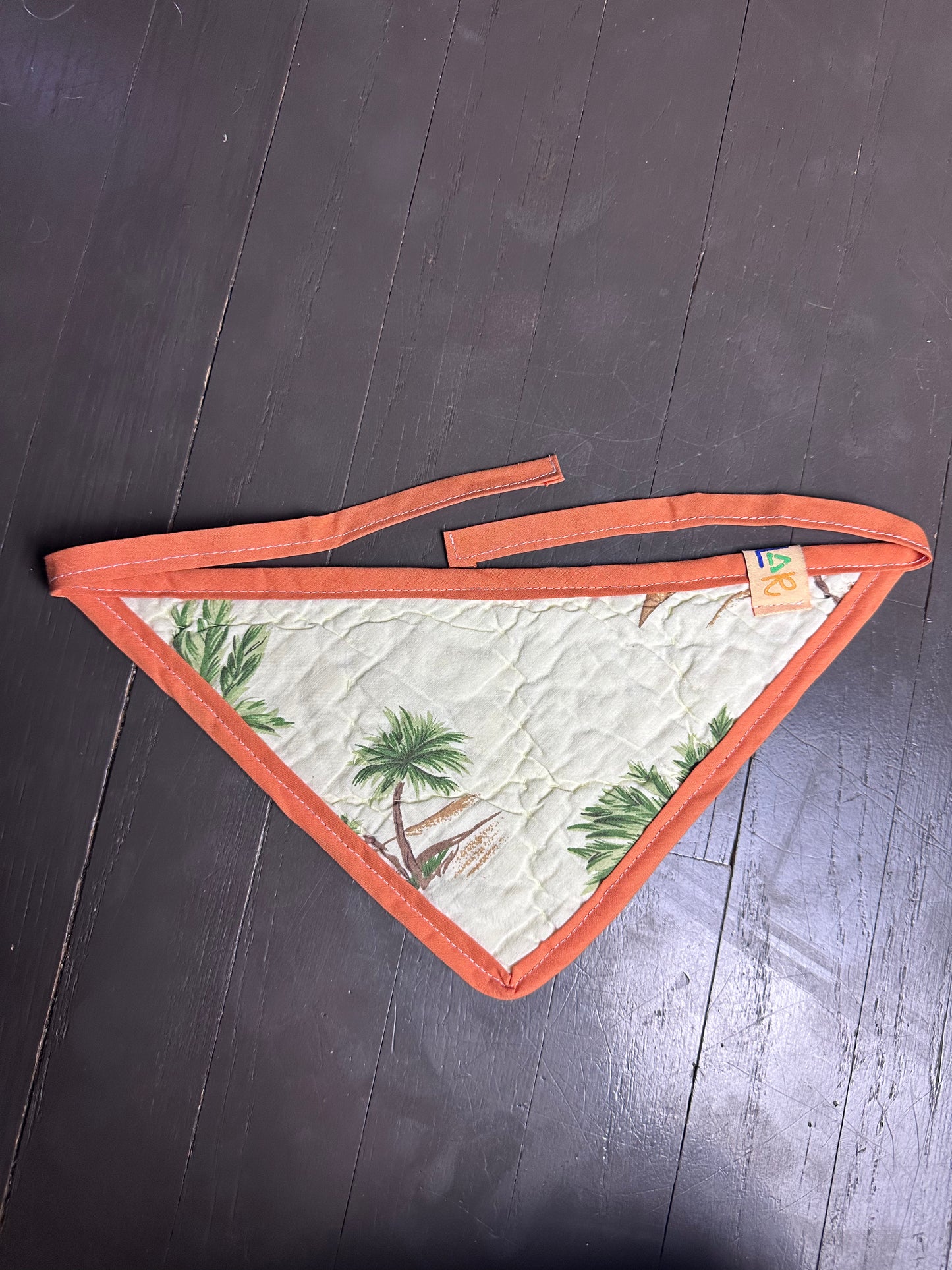 Orange/Green Quilted Dog Bandana (M)