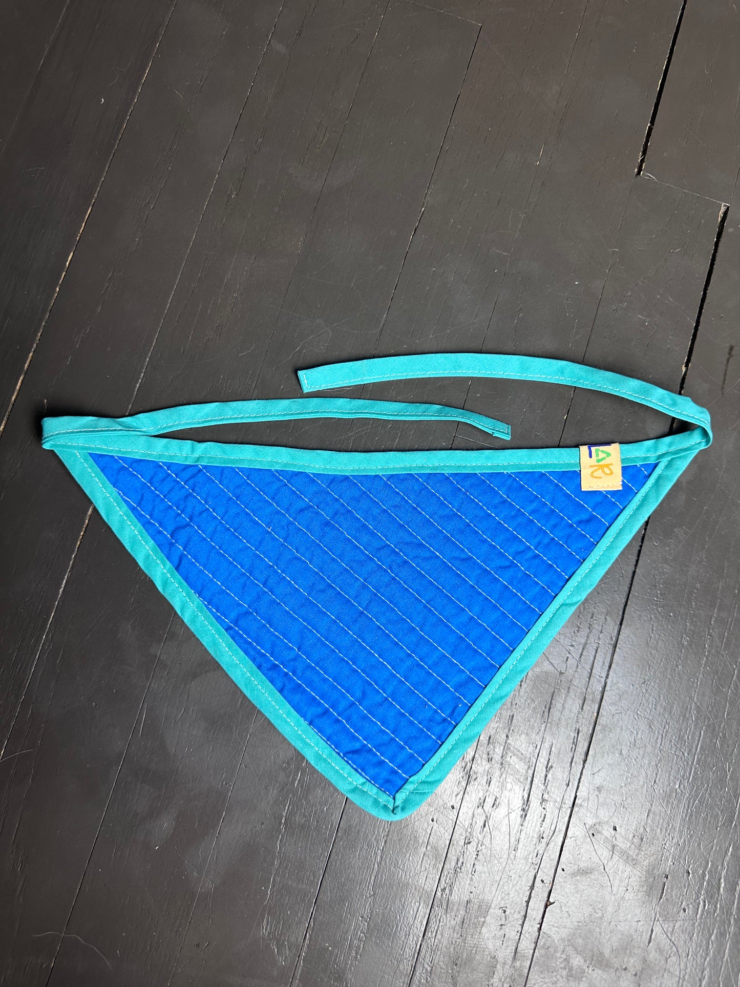 Green/Blue Quilted Dog Bandana (L)