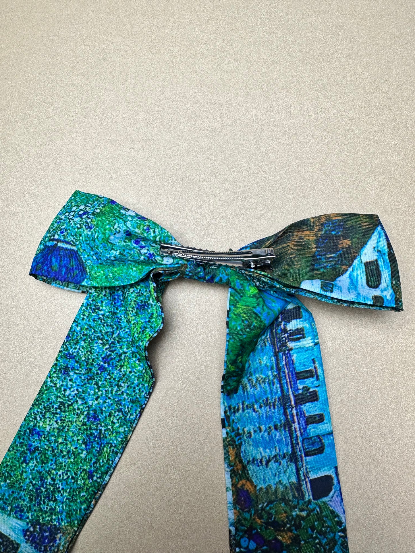 Blue/Green Bow Clip