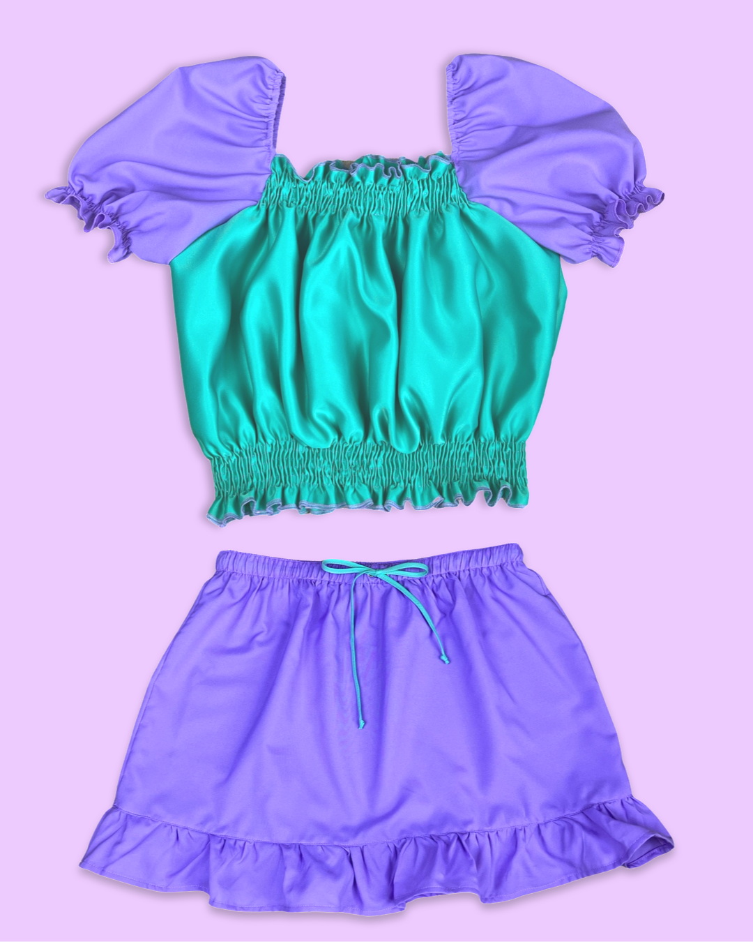 Purple/Teal Mini Skirt Set