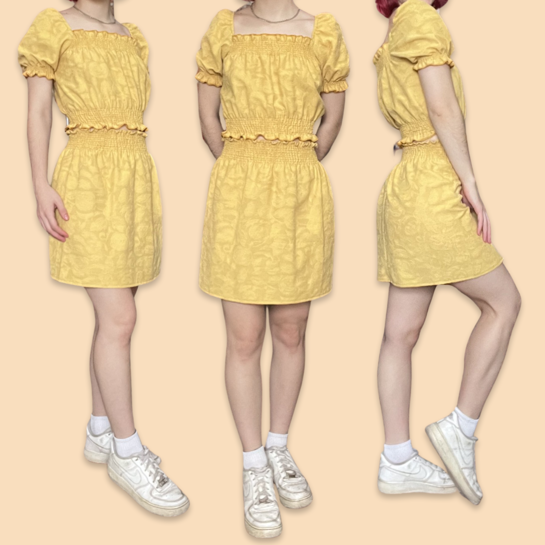 Yellow Rose Mini Skirt Set